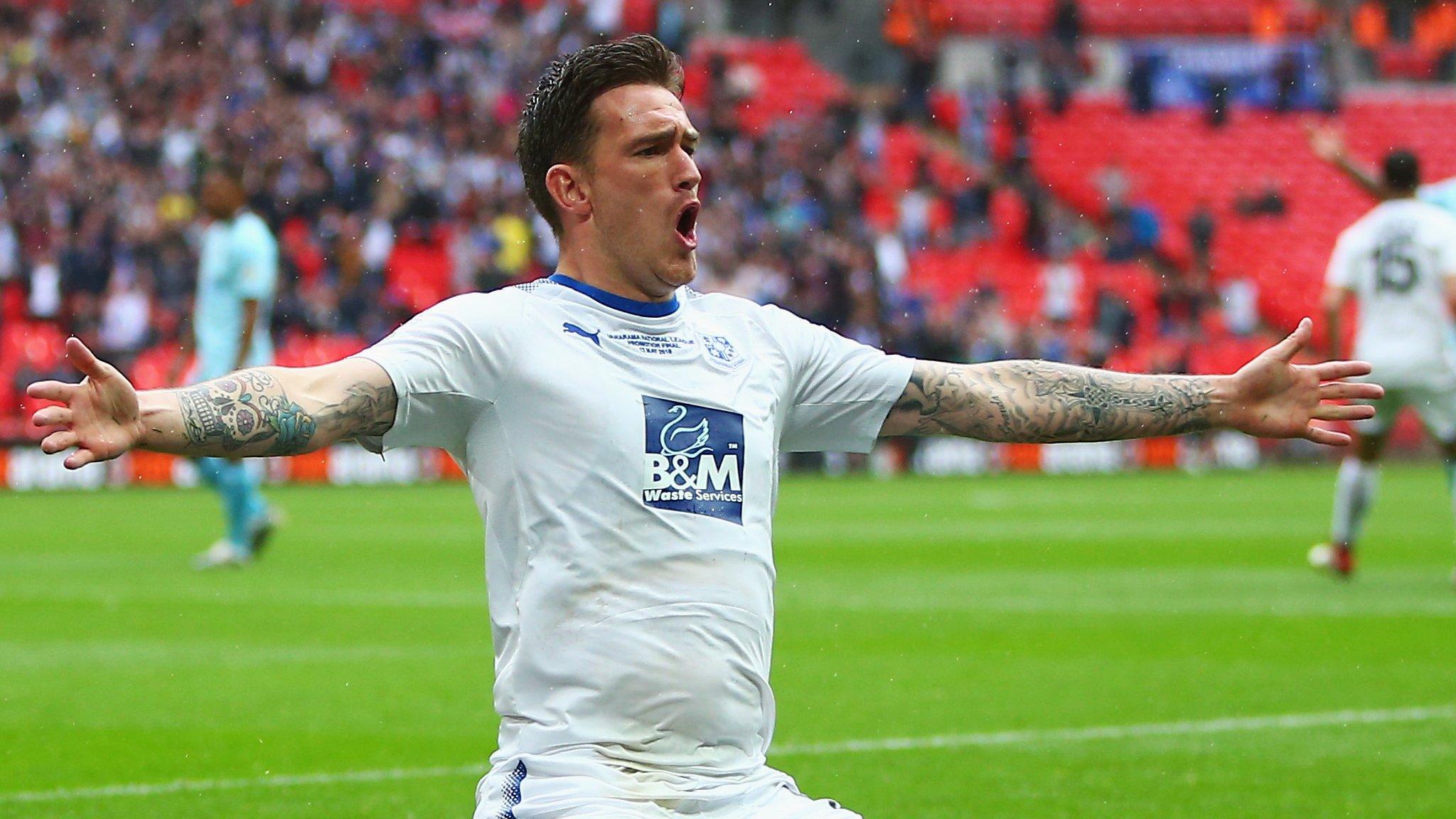 Andy Cook celebrates giving Tranmere the lead