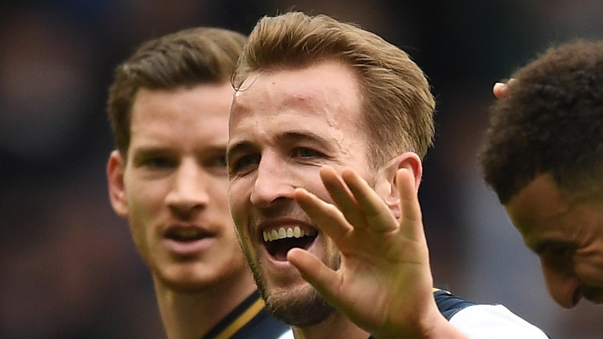 Tottenham Hotspur striker Harry Kane celebrates scoring against Stoke City