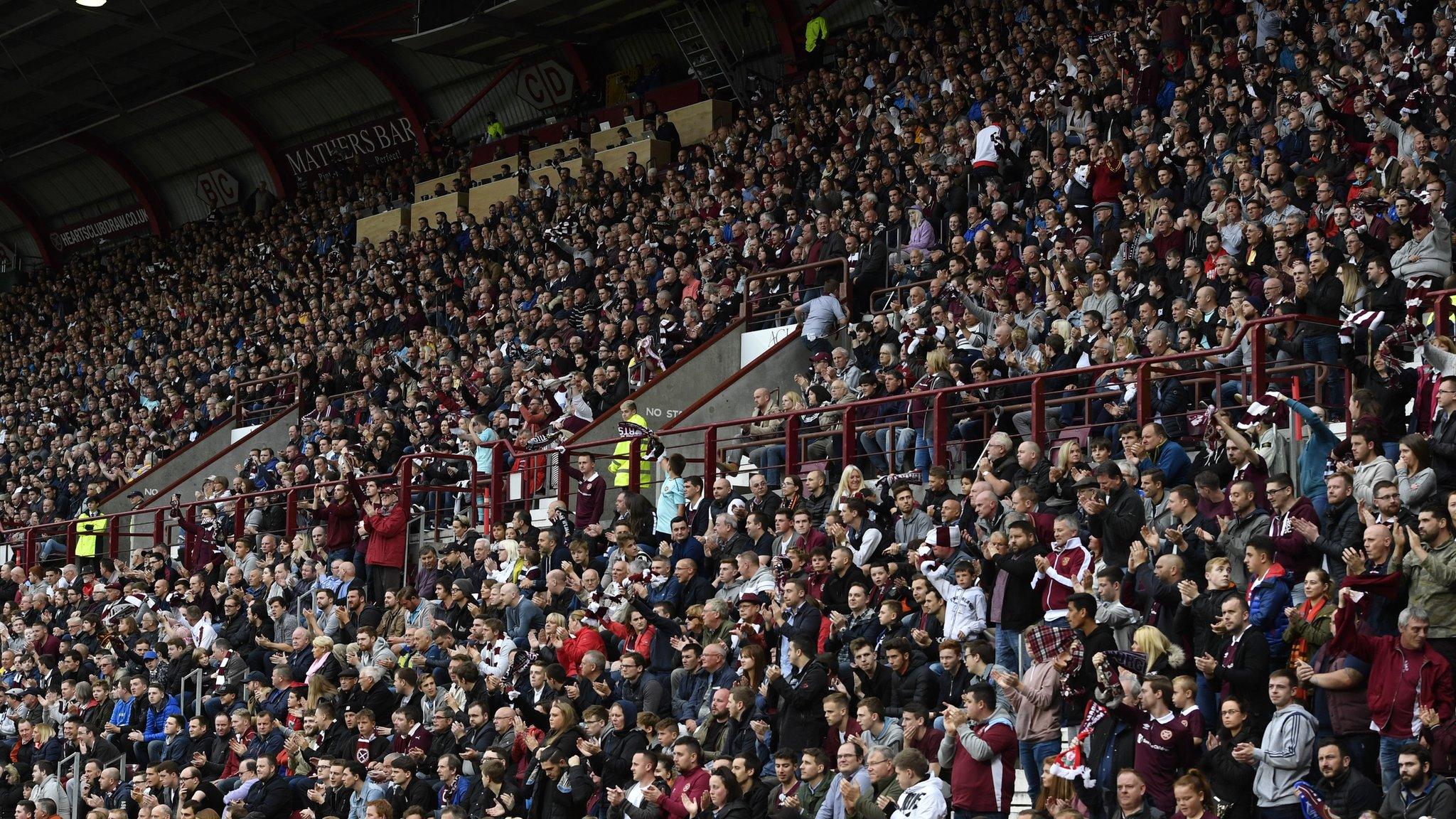 Hearts fans at Tynecastle stadium