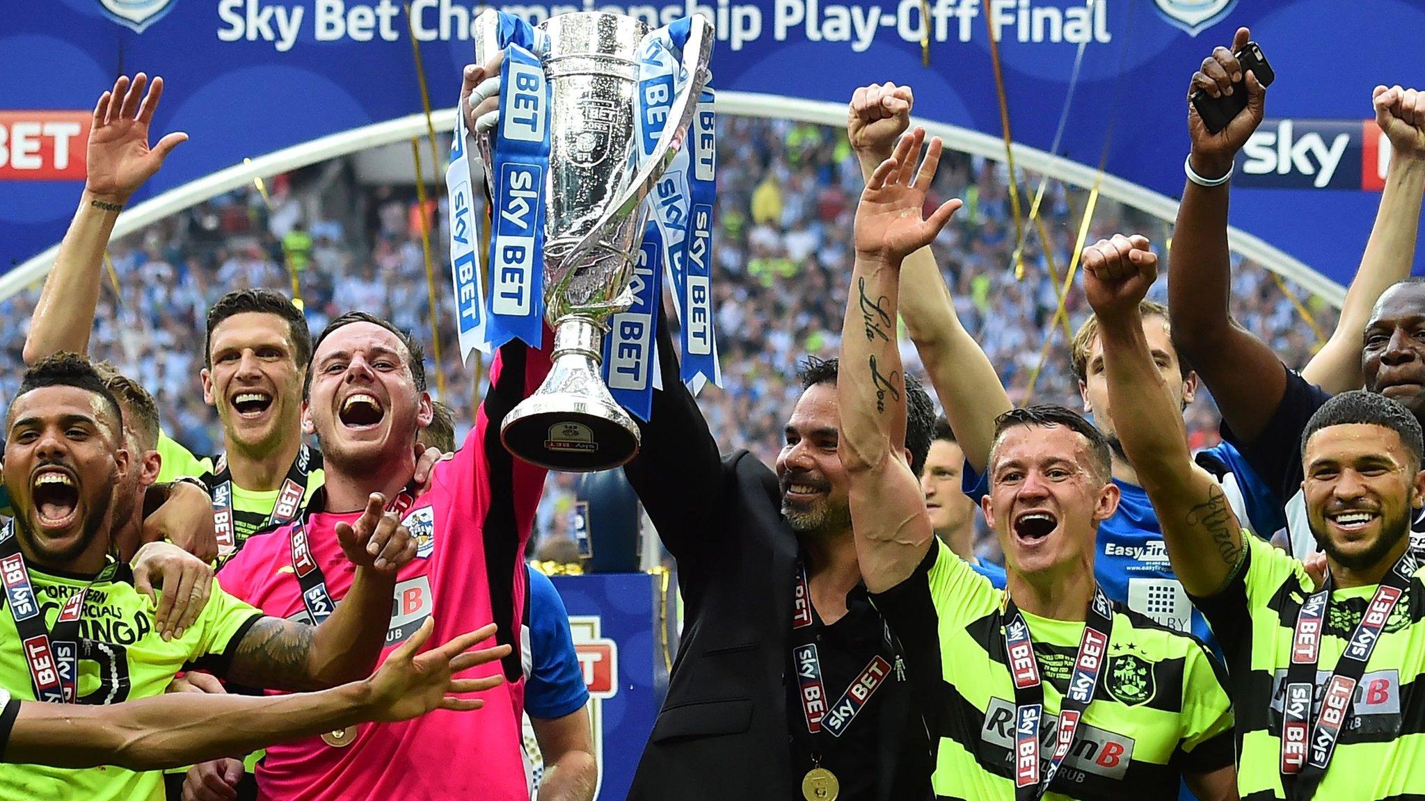 Huddersfield celebrate winning the 2017 Championship play-off final