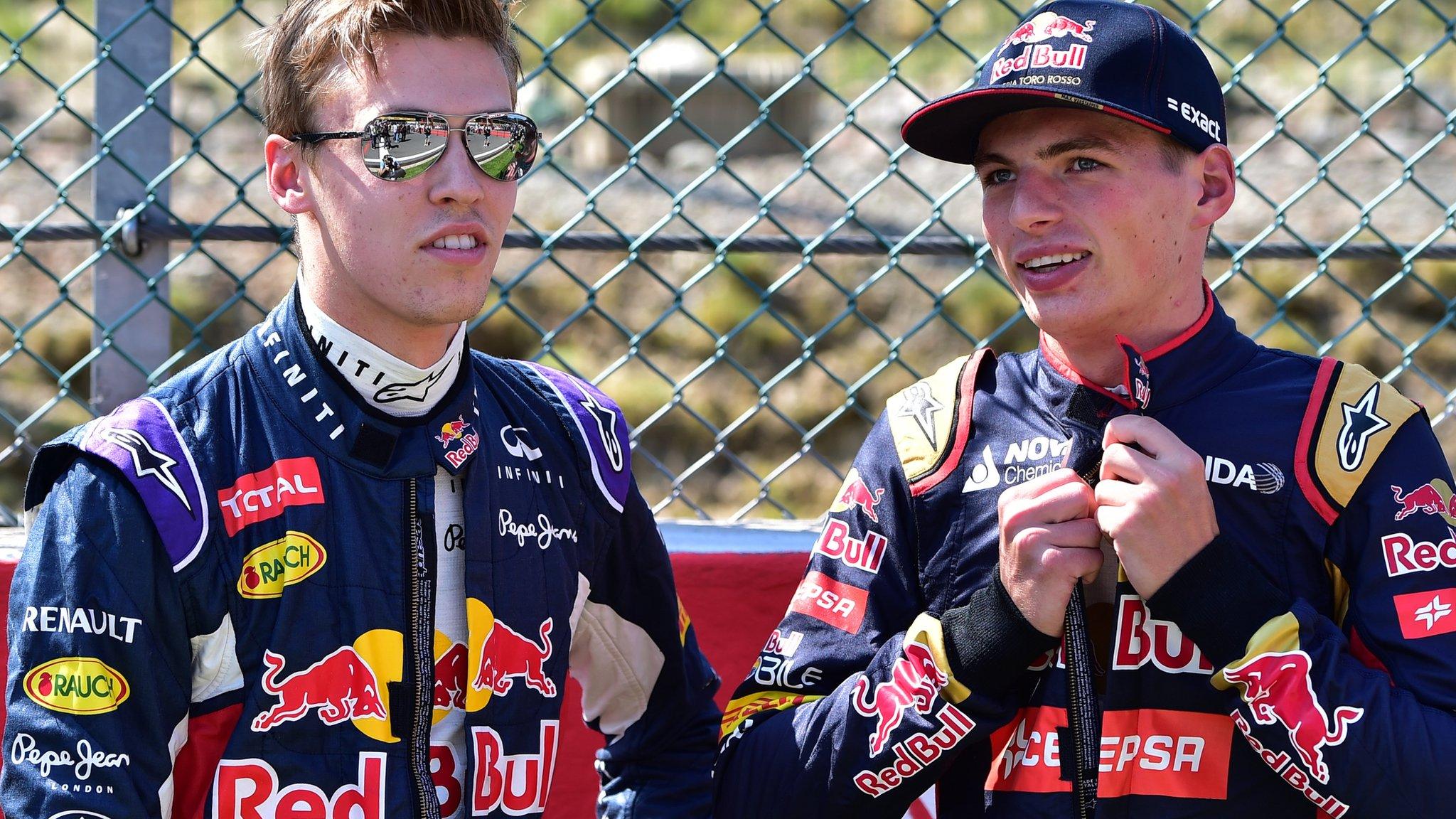 Daniil Kvyat (left) and Max Verstappen