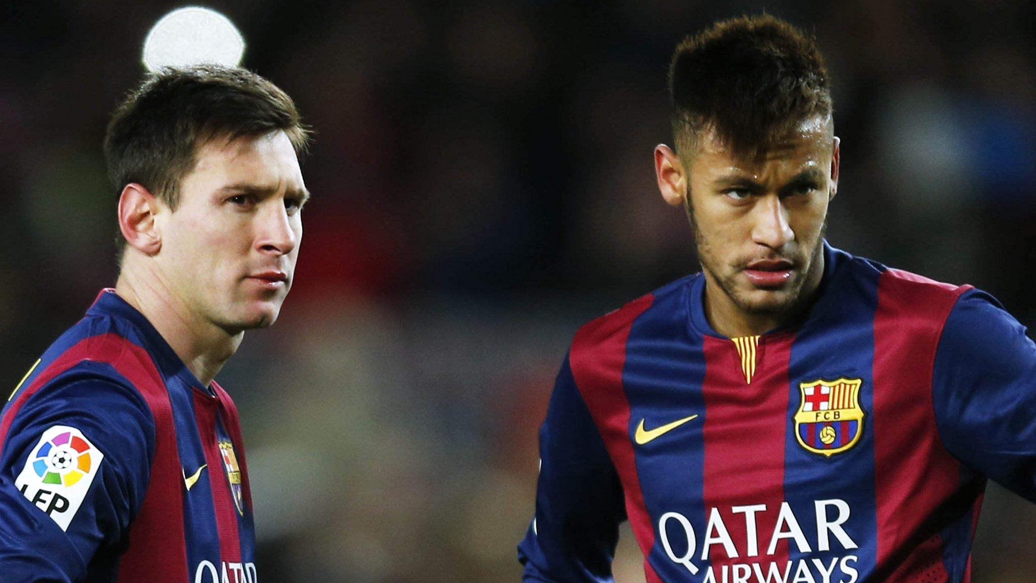 Barcelona's Lionel Messi and Neymar