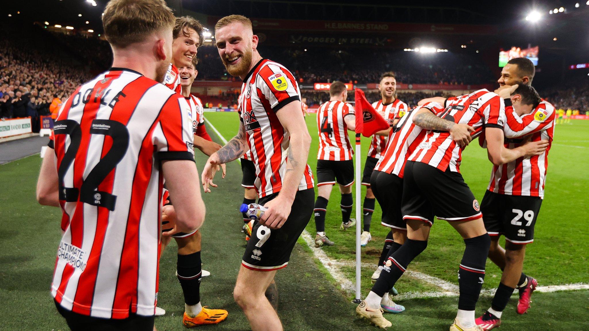 Sheffield United celebrate promotion to Premier League