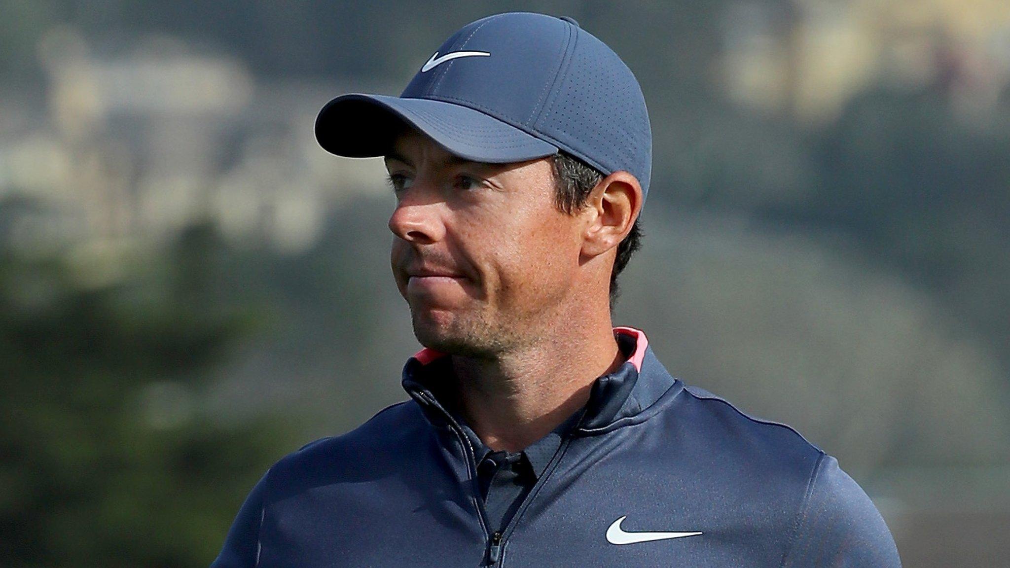 Rory McIlroy acknowledges the crowd at the Pebble Beach Pro-Am