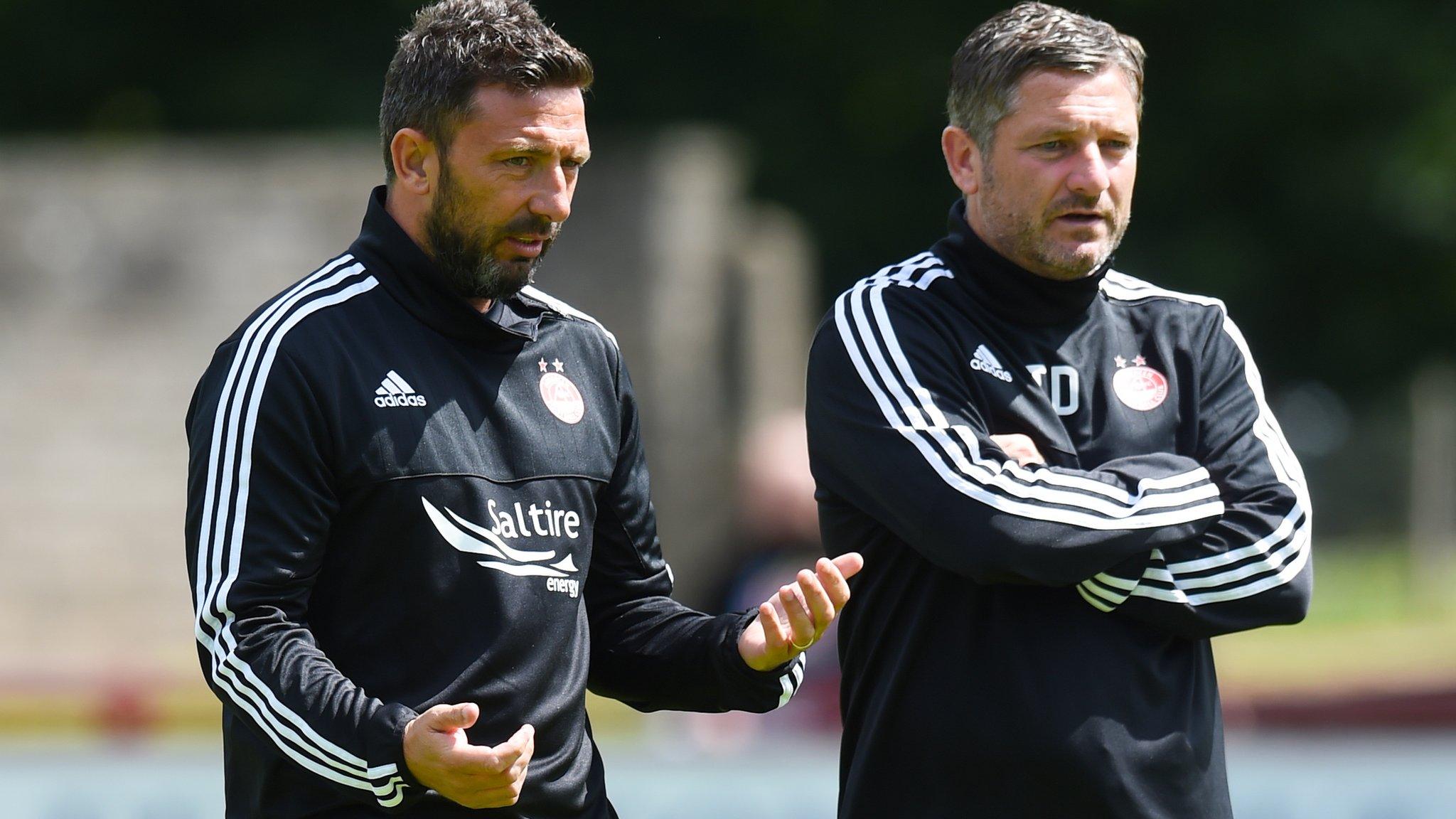 Aberdeen boss Derek McInnes (left) and Tony Docherty