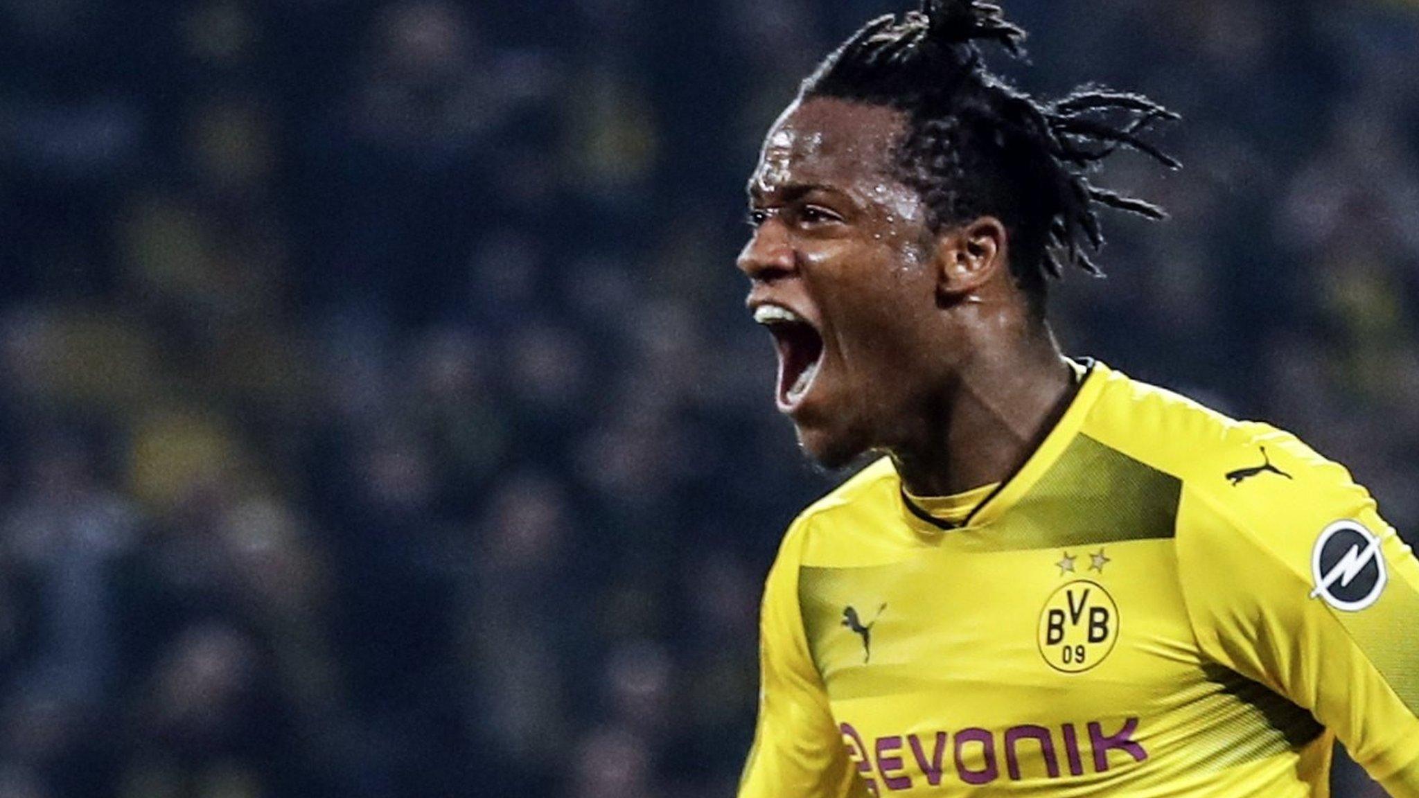 Michy Batshuayi celebrates scoring for Borussia Dortmund