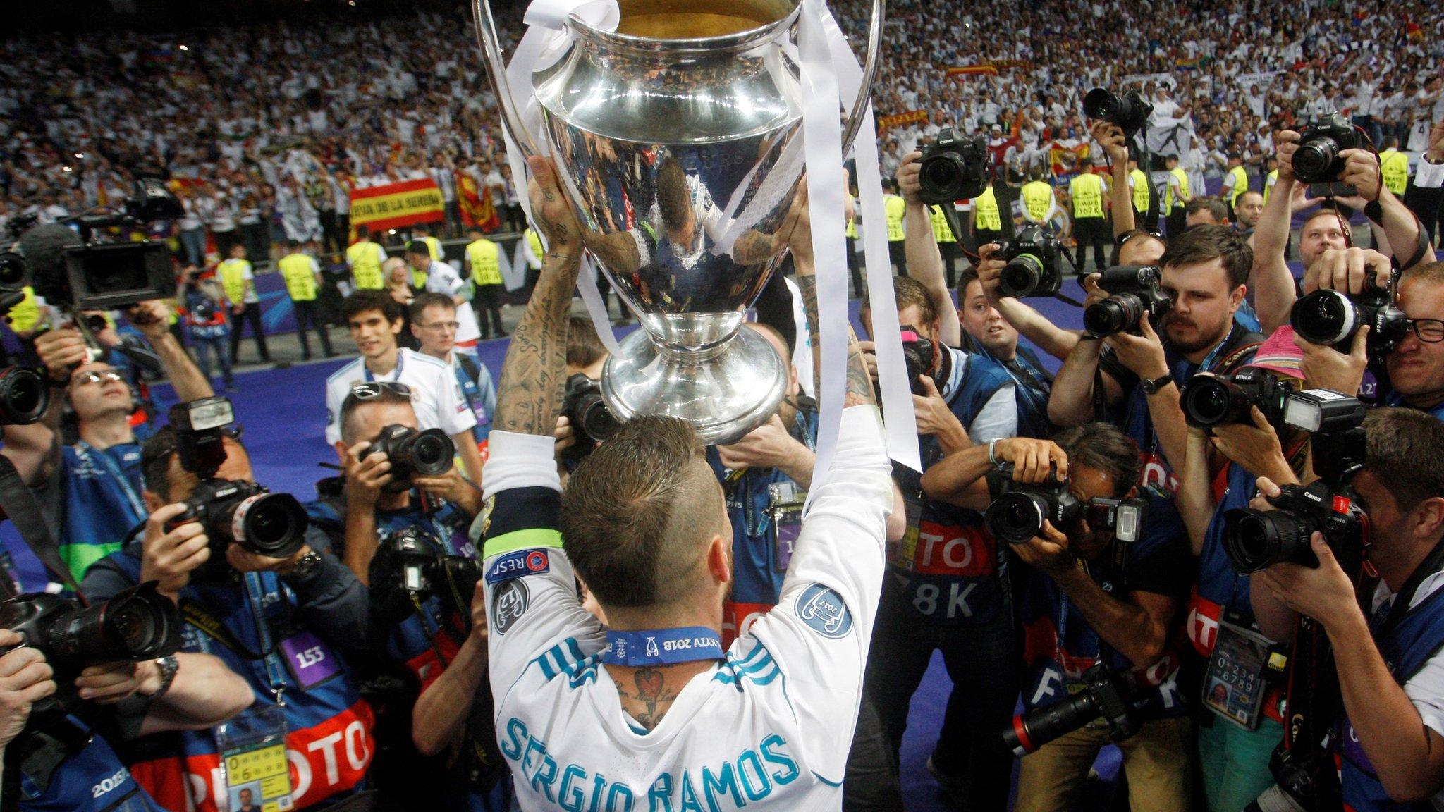 Sergio Ramos with the Champions League trophy