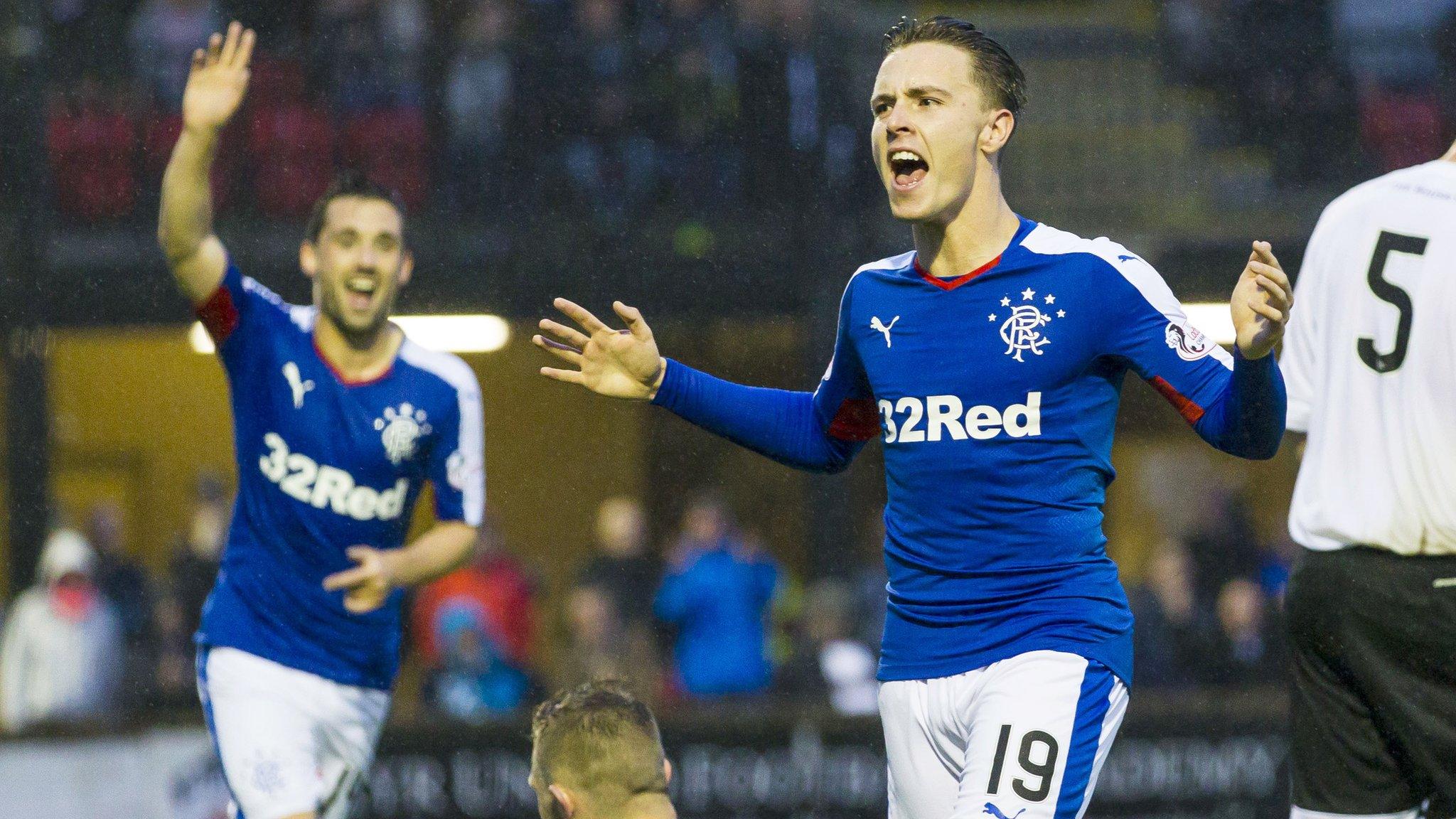 Rangers' Barrie McKay celebrates his goal against Ayr United