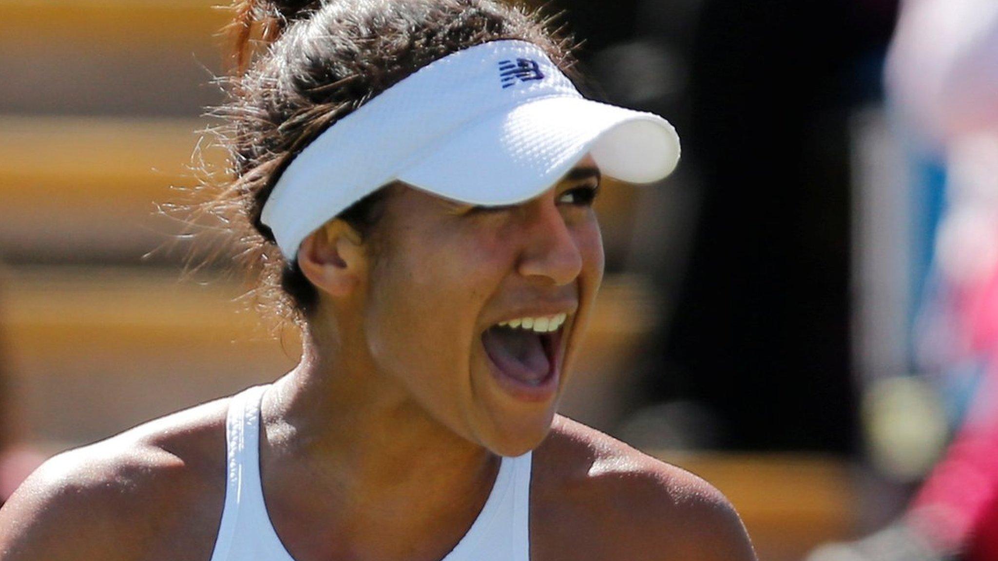 Heather Watson celebrates her victory