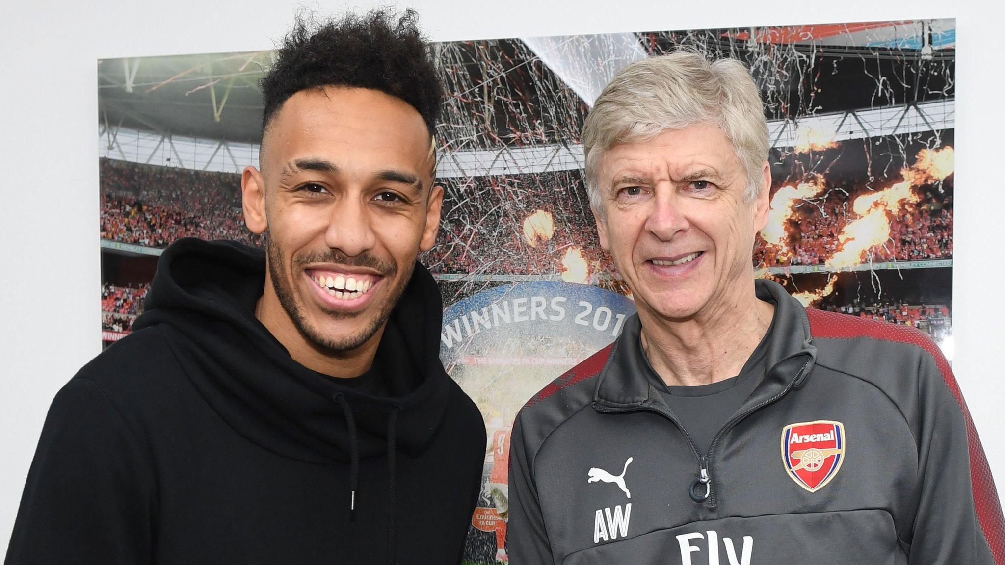 Pierre-Emerick Aubameyang with Arsene Wenger