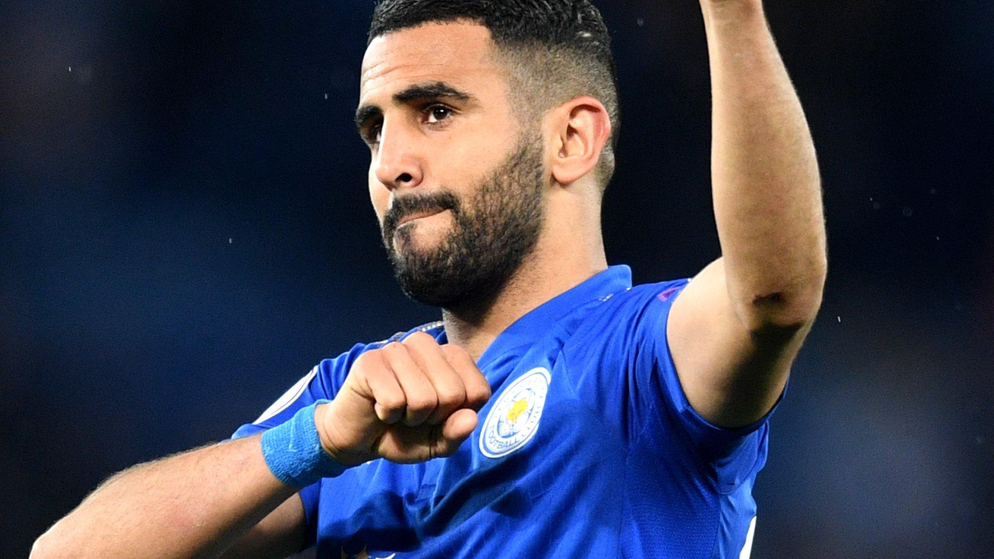 Riyad Mahrez waves to fans at the final whistle