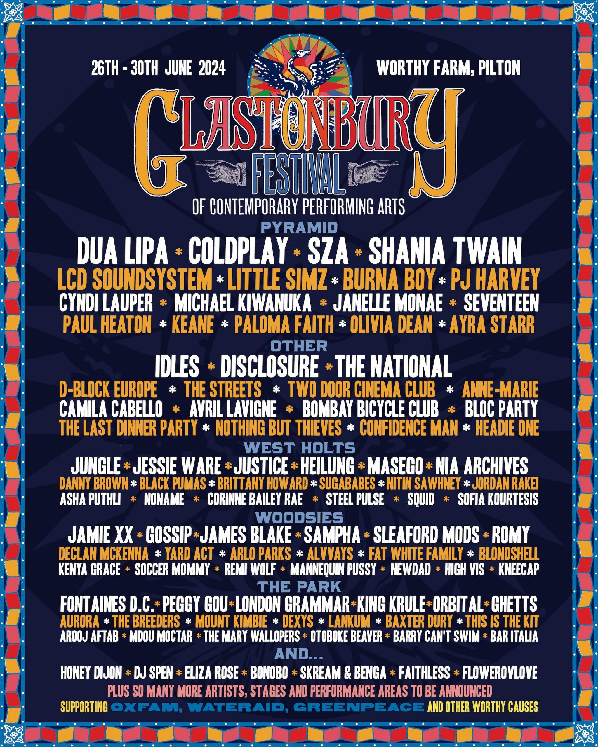 Glastonbury 2024 line-up poster