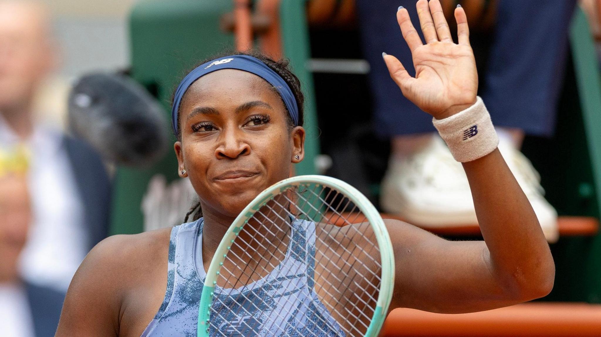 Coco Gauff celebrates her victory at the French Open