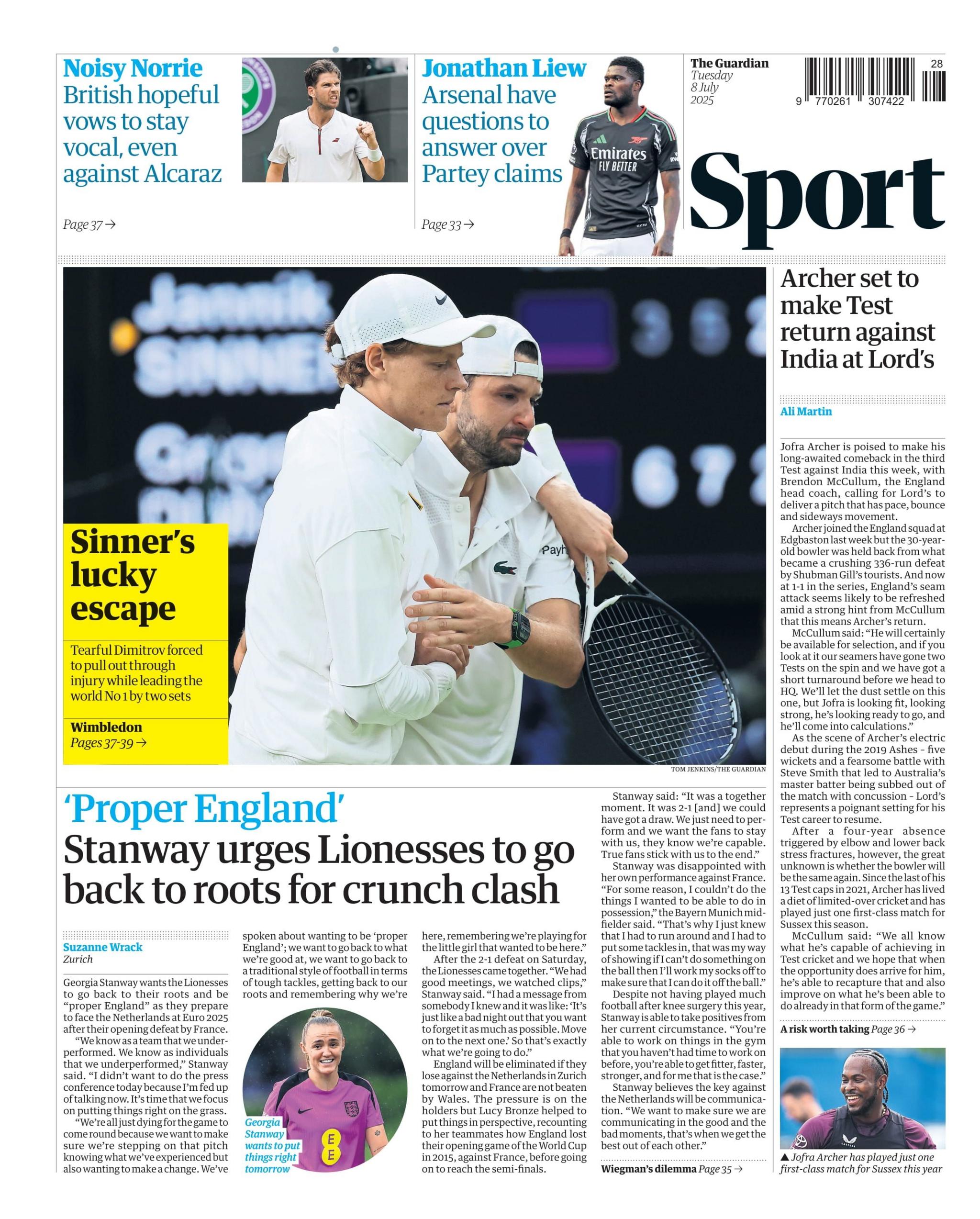 The Guardian back page