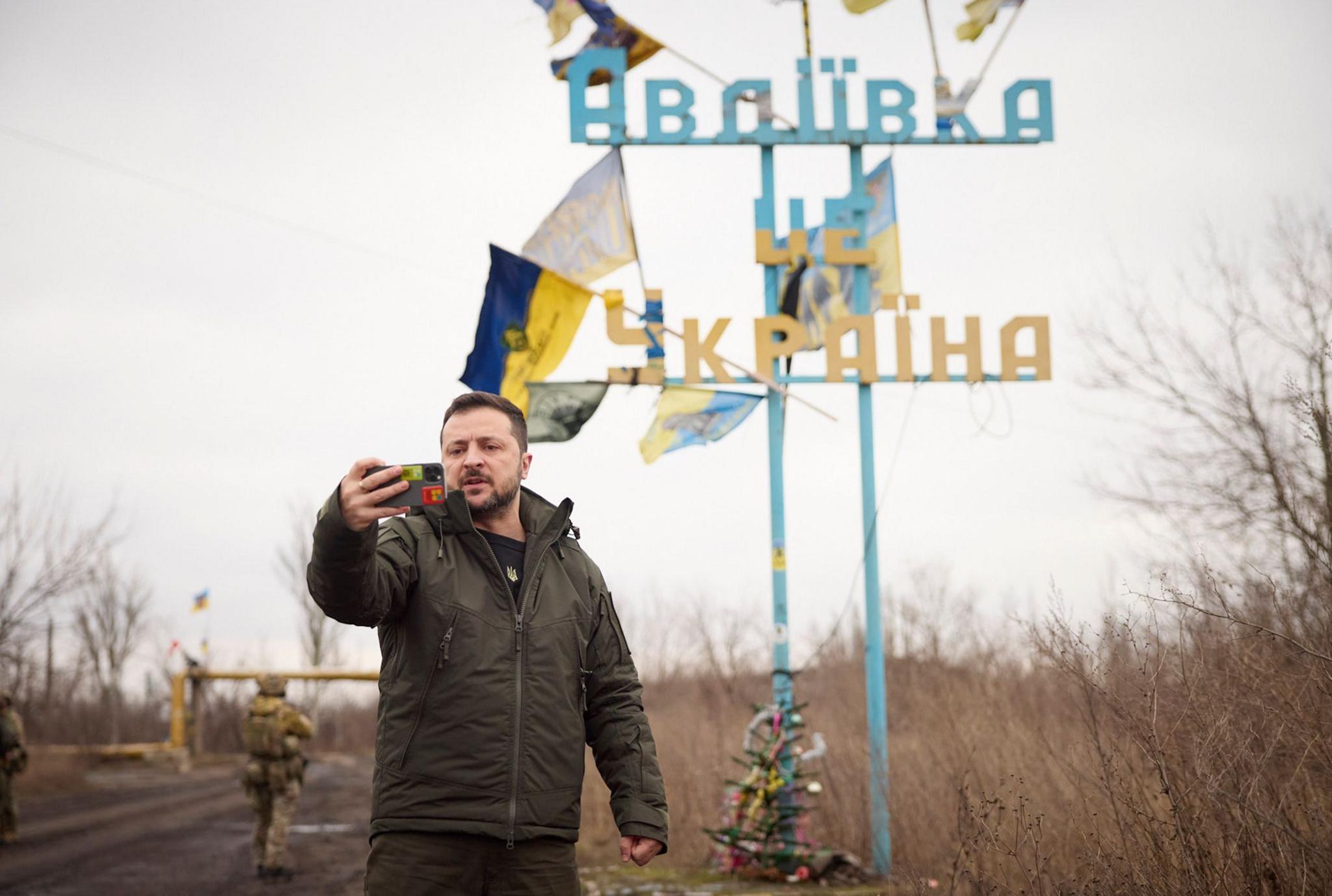 Volodymyr Zelensky during a video address