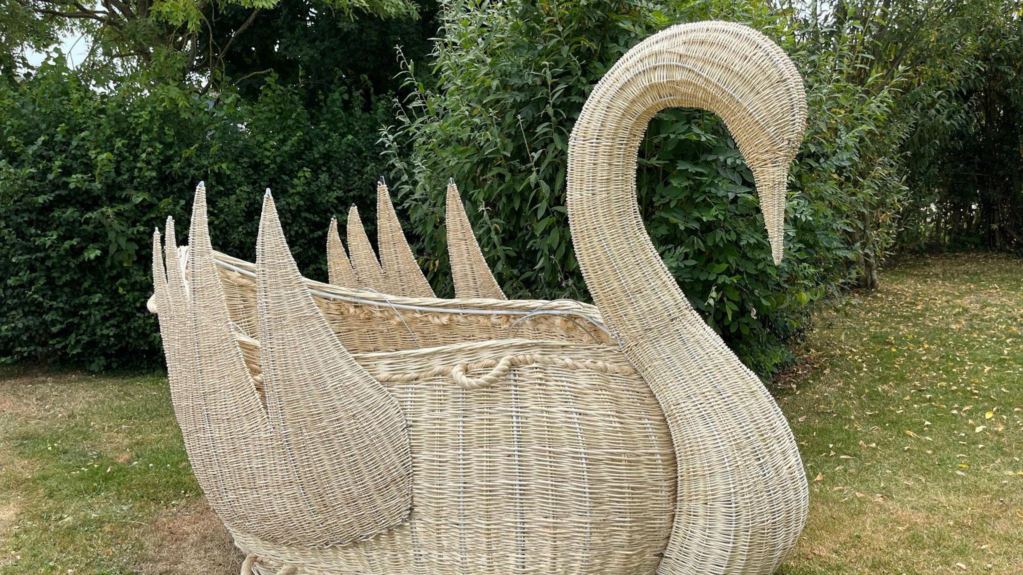 A swan made out of willow