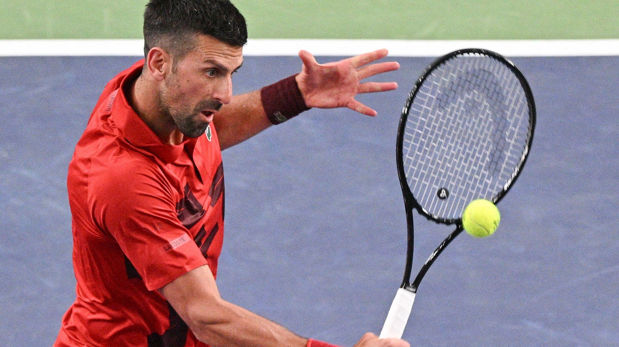 Novak Djokovic playing at the Shanghai Masters