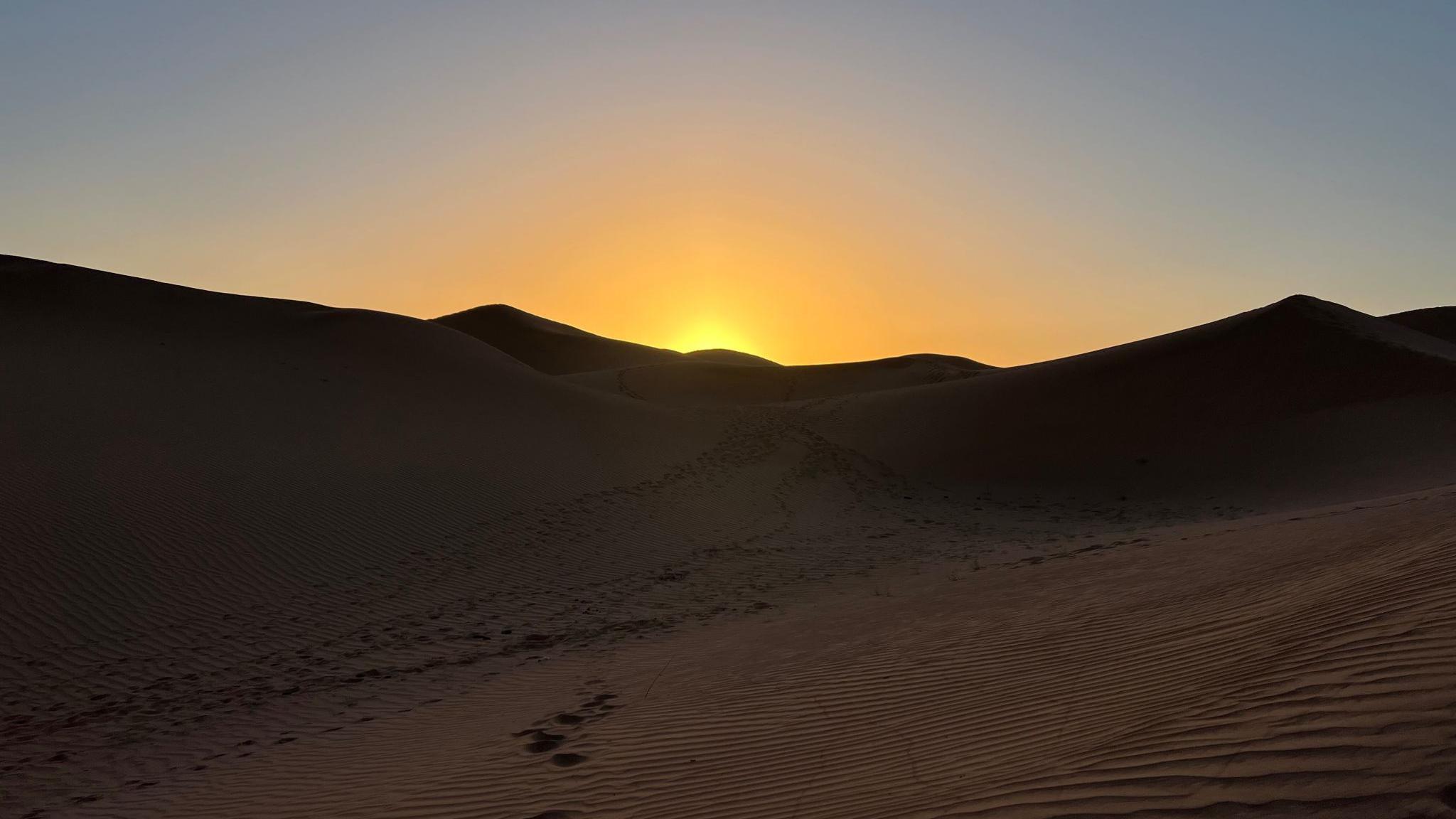 Sand landscape with a sunset