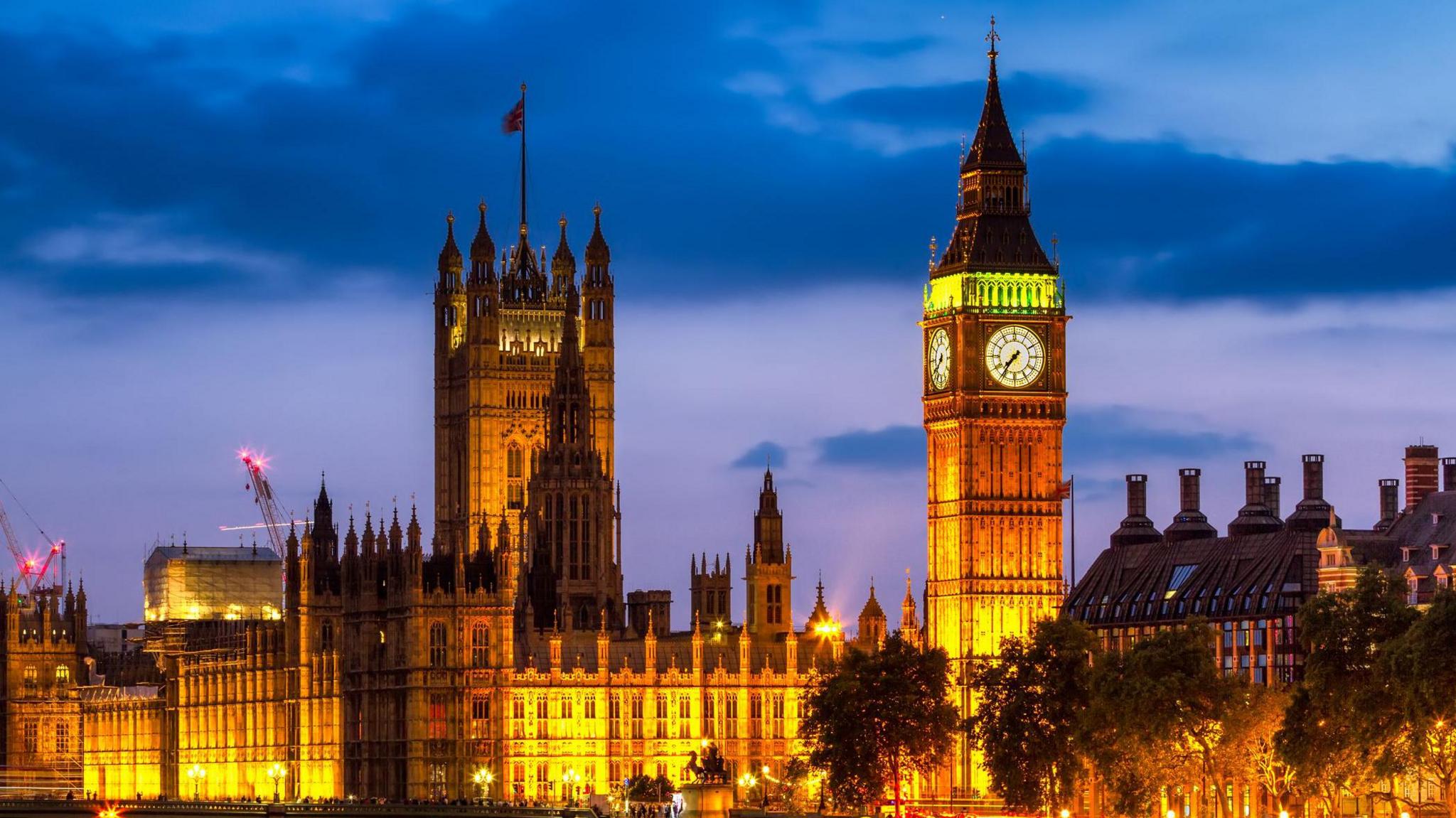 Houses of Parliament lit up at night