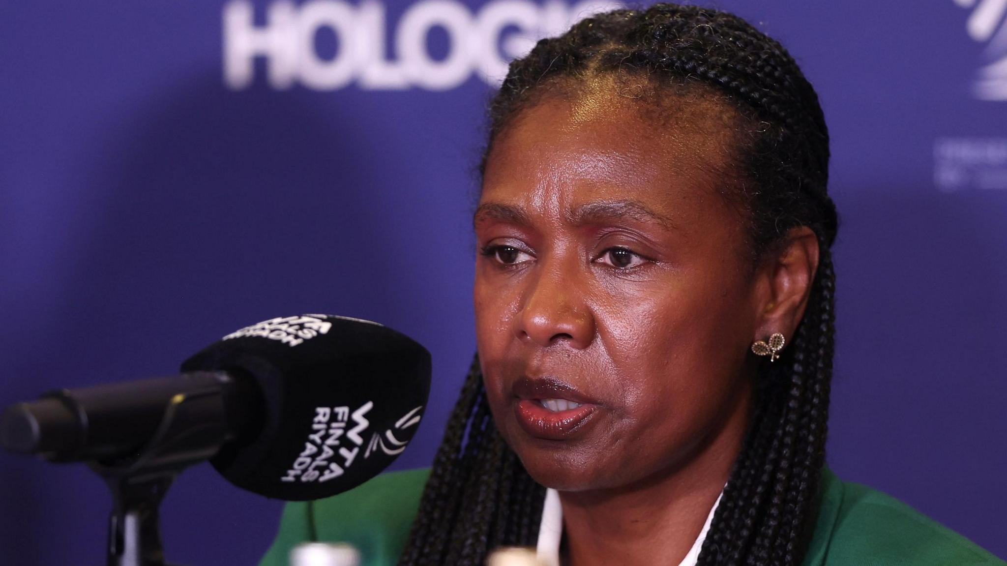 WTA CEO Portia Archer speaks at a news conference