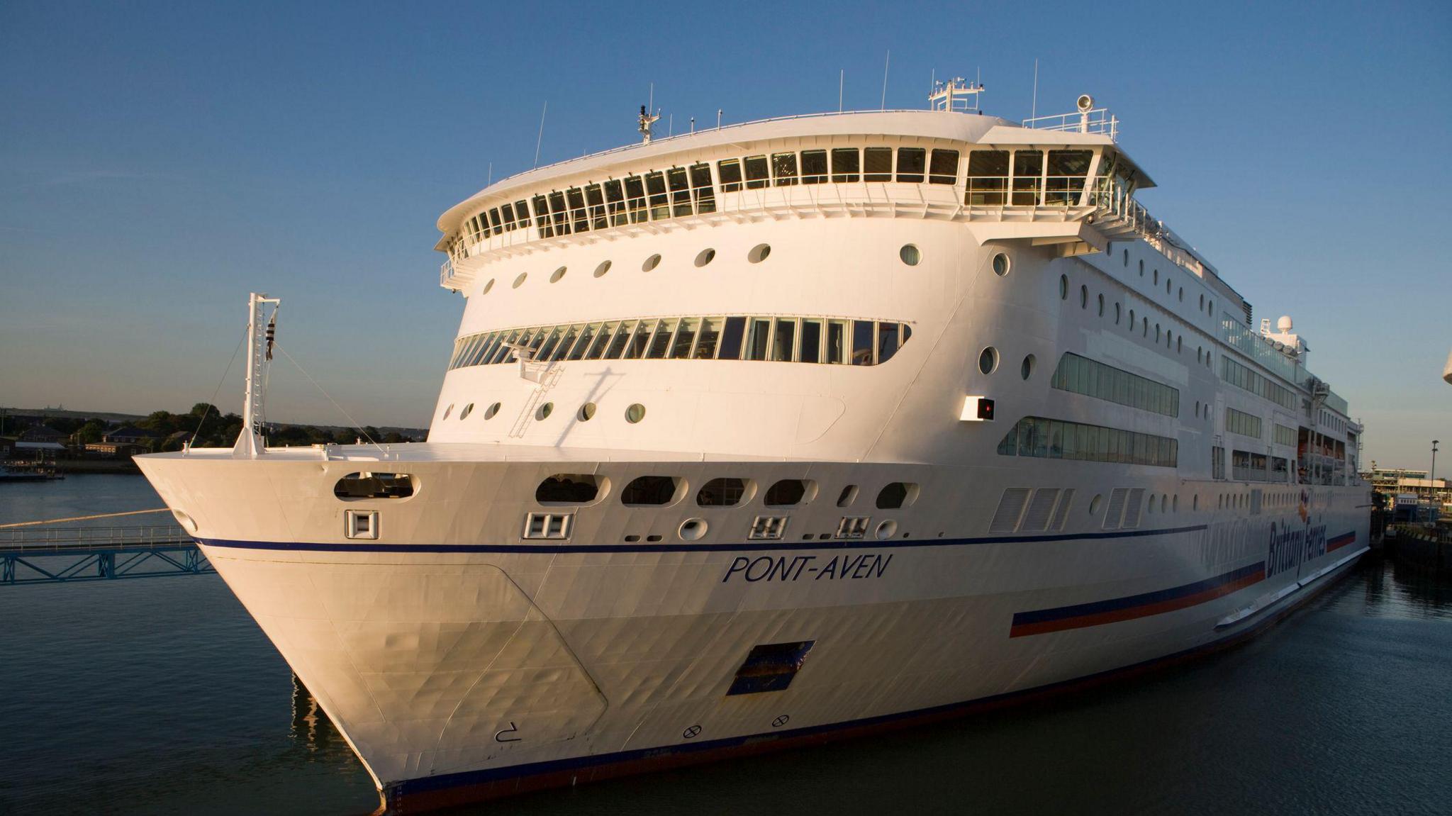 A general view of the Pont-Aven ship docked in Portsmouth.