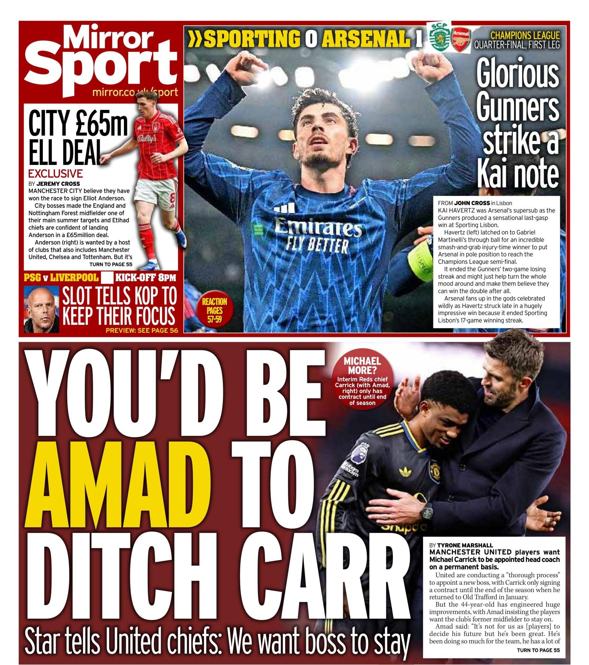 Daily Mirror back page - 8 April