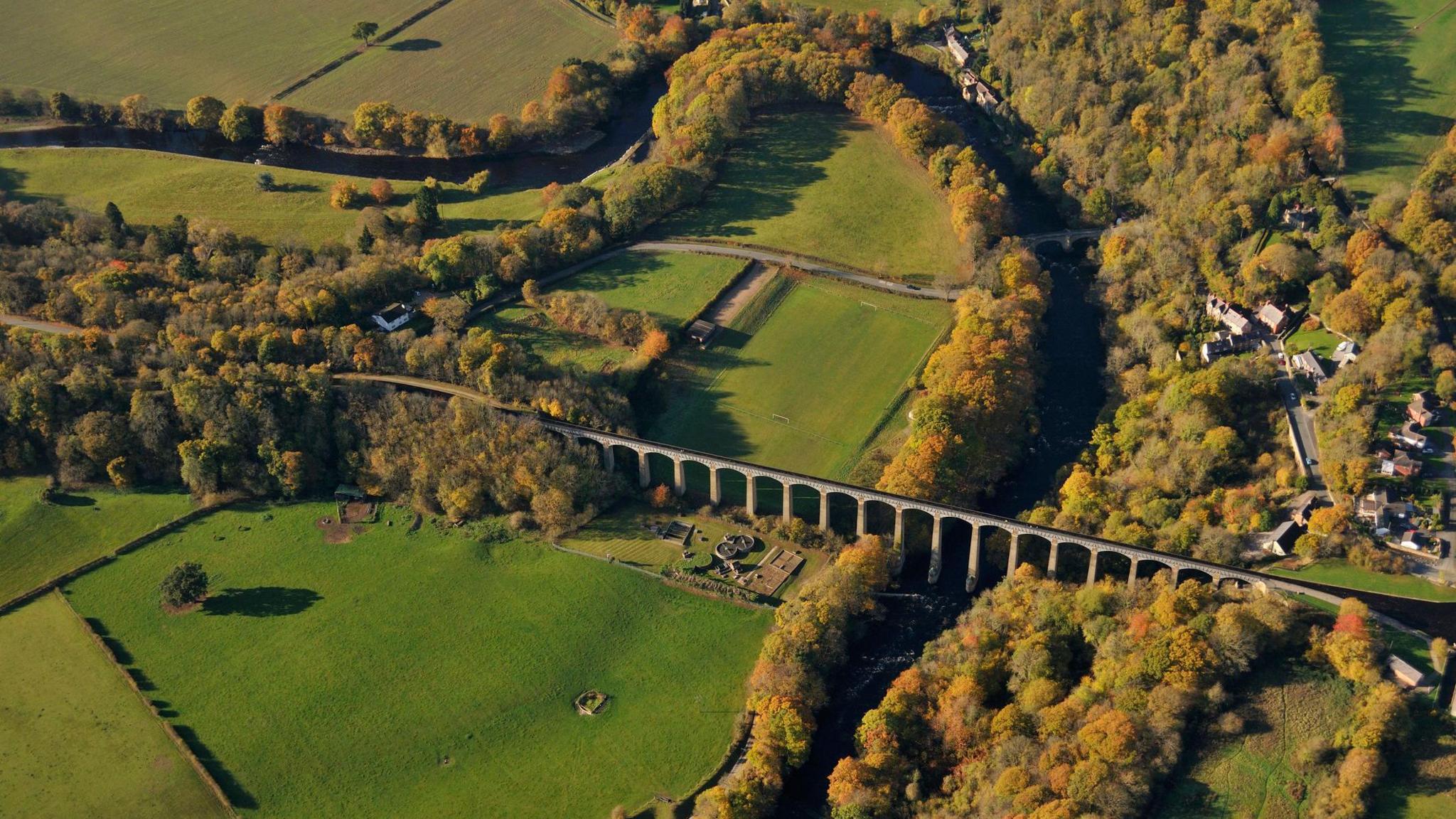 Aerial shot of the Pontcysyllte Aqueduct