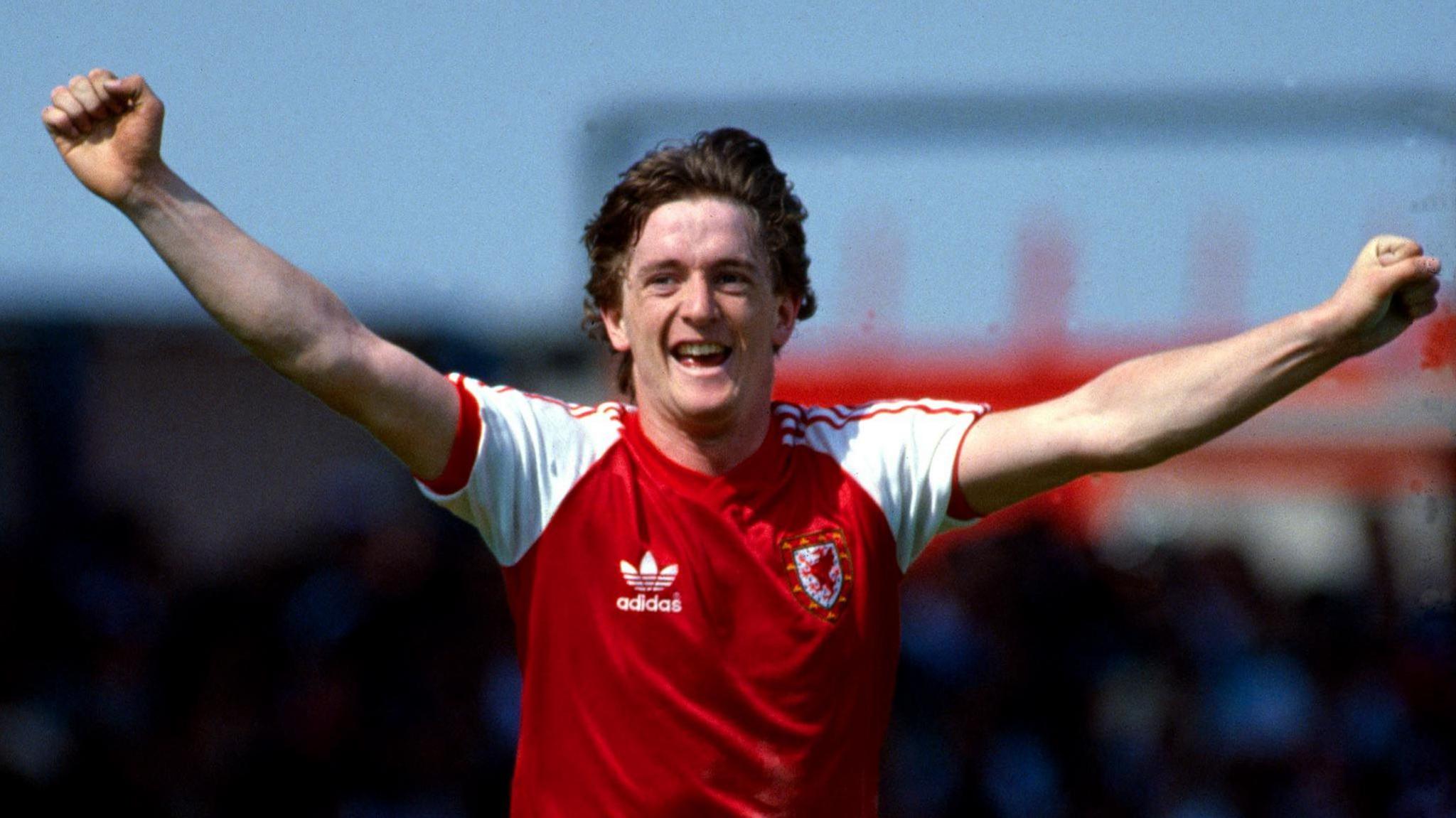 Ian Walsh celebrates scoring against England in 1980