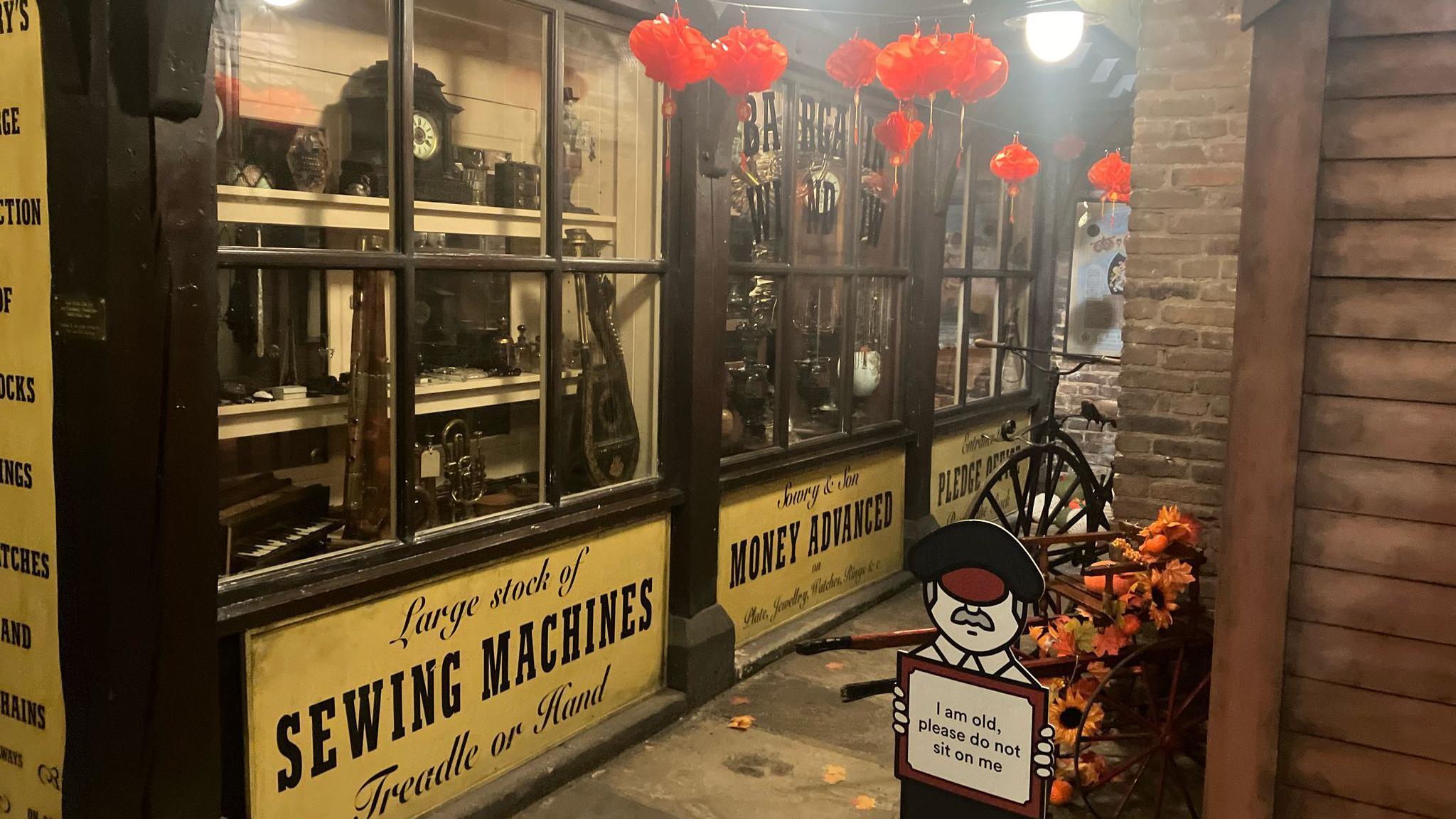 A sewing machine shop inside Abbey House Museum in Leeds.