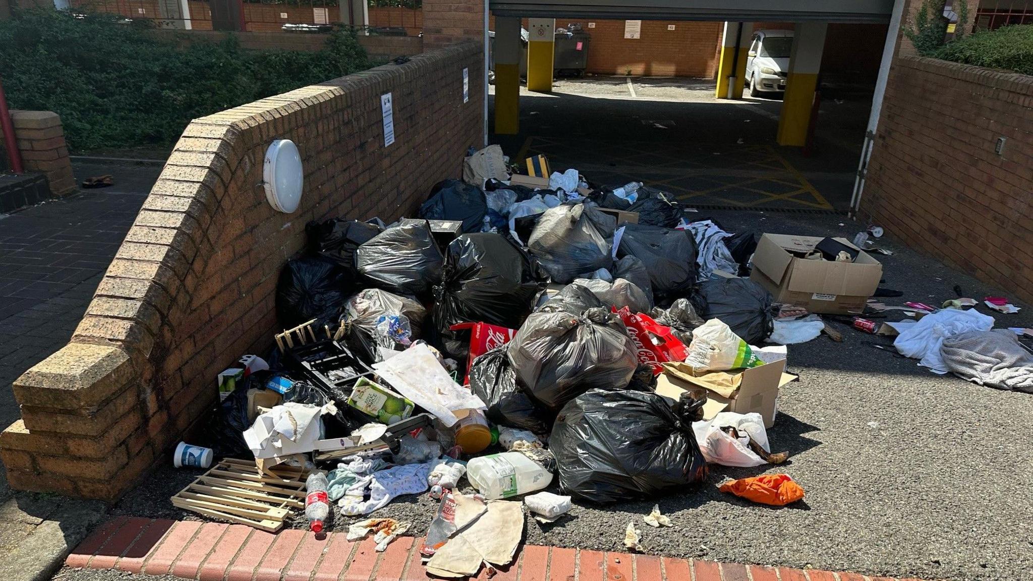 Litter and rubbing on the floor outside Priestgate House