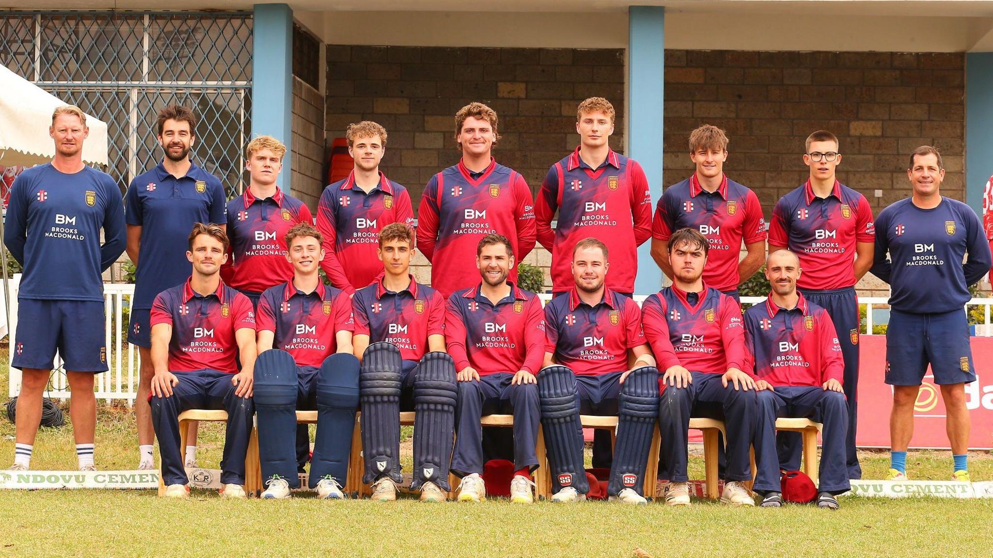 Jersey's cricket team pose for a photo