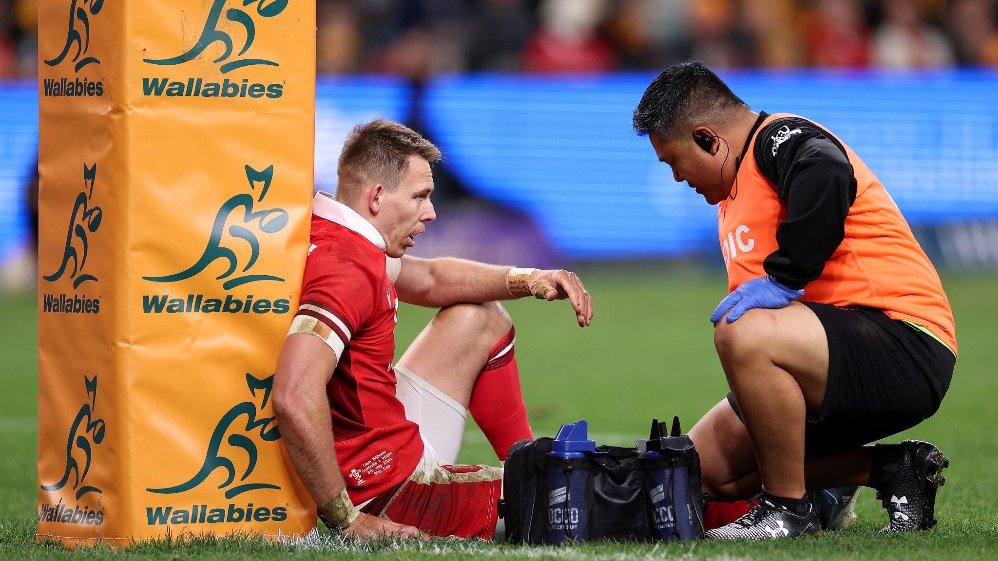 Wales' Liam Williams recieves treatment during the first Test against Australia