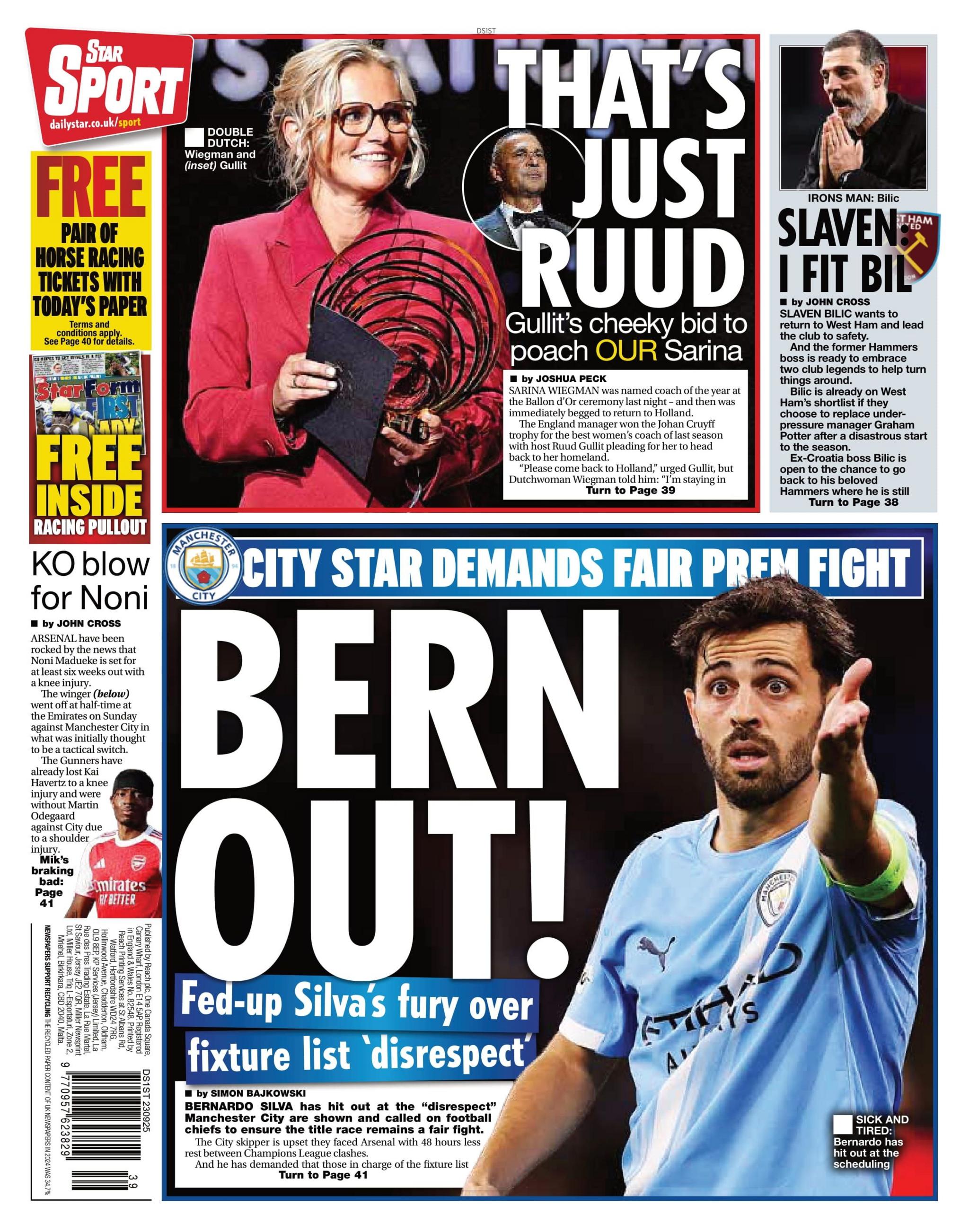 Back page of Tuesday's Star