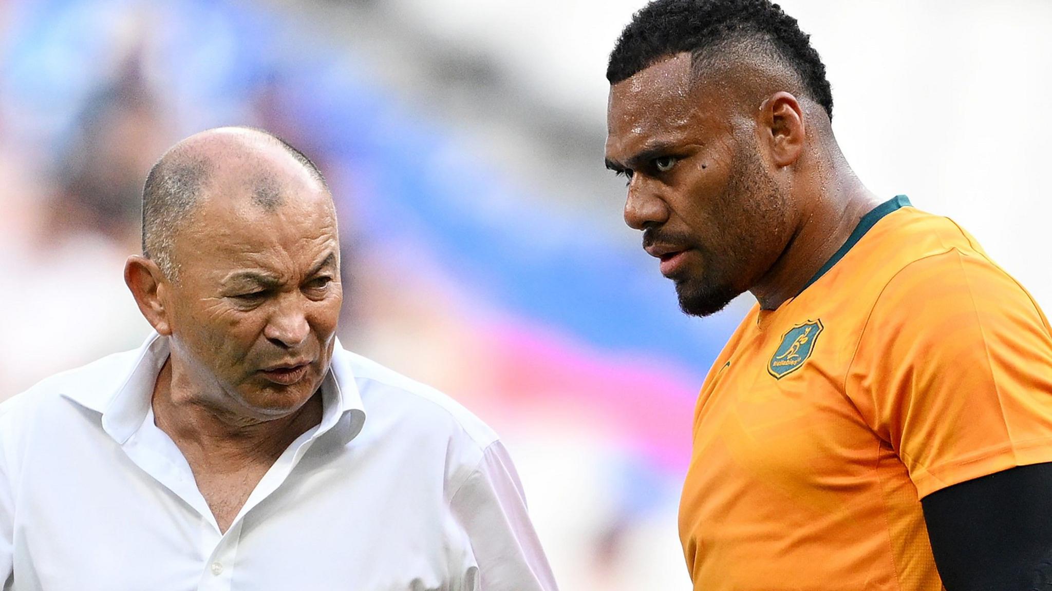 Samu Kerevi and Eddie Jones