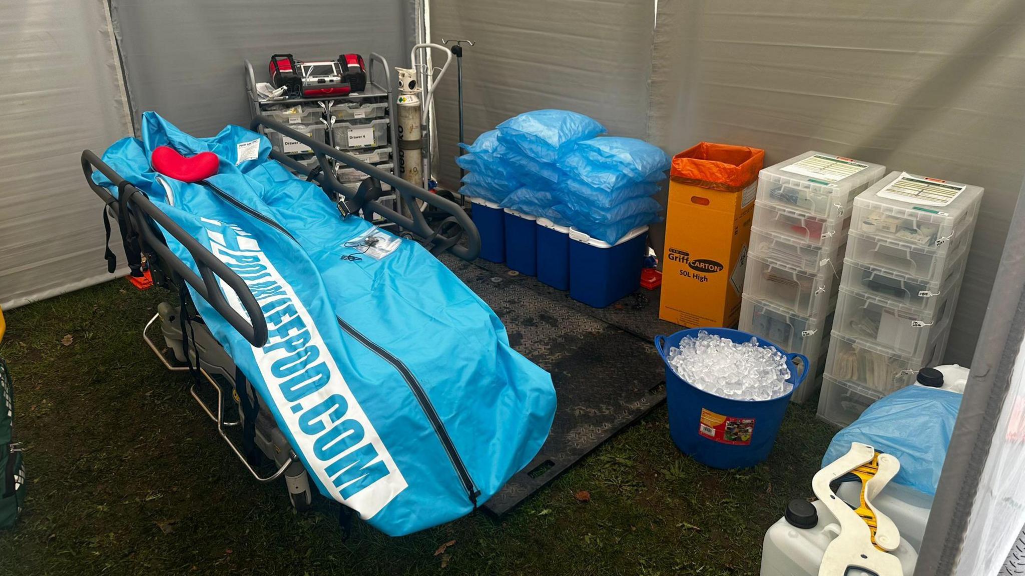 Polar life pod bag on stretcher