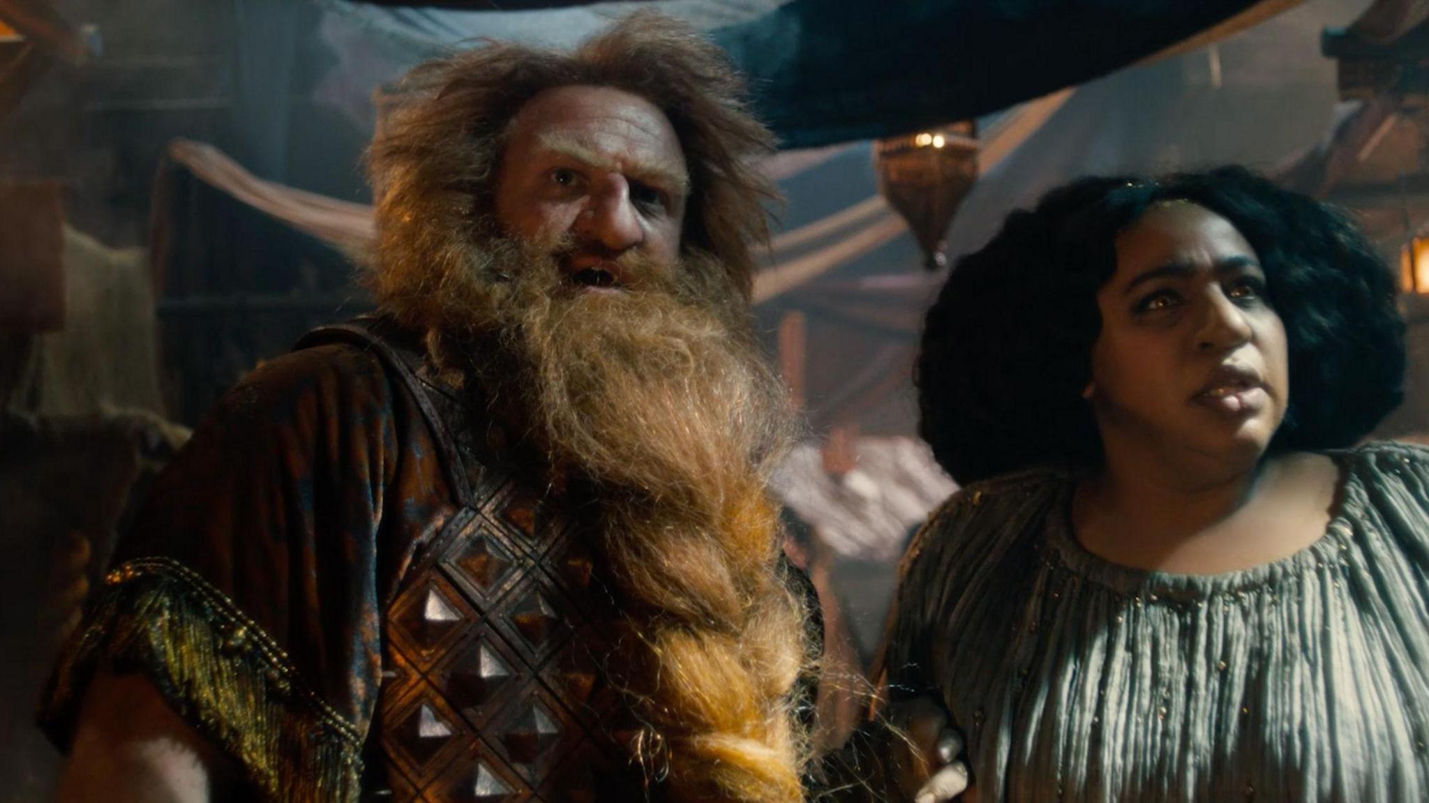 A male and female dwarf, from Middle-earth, stand beside each other