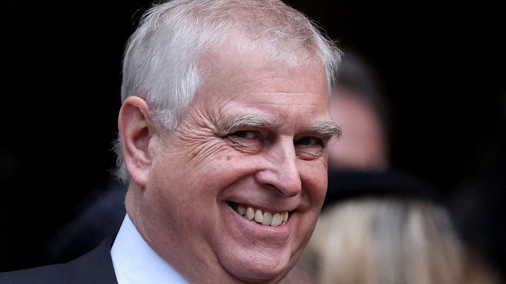 Prince Andrew at the funeral of the Duchess of Kent