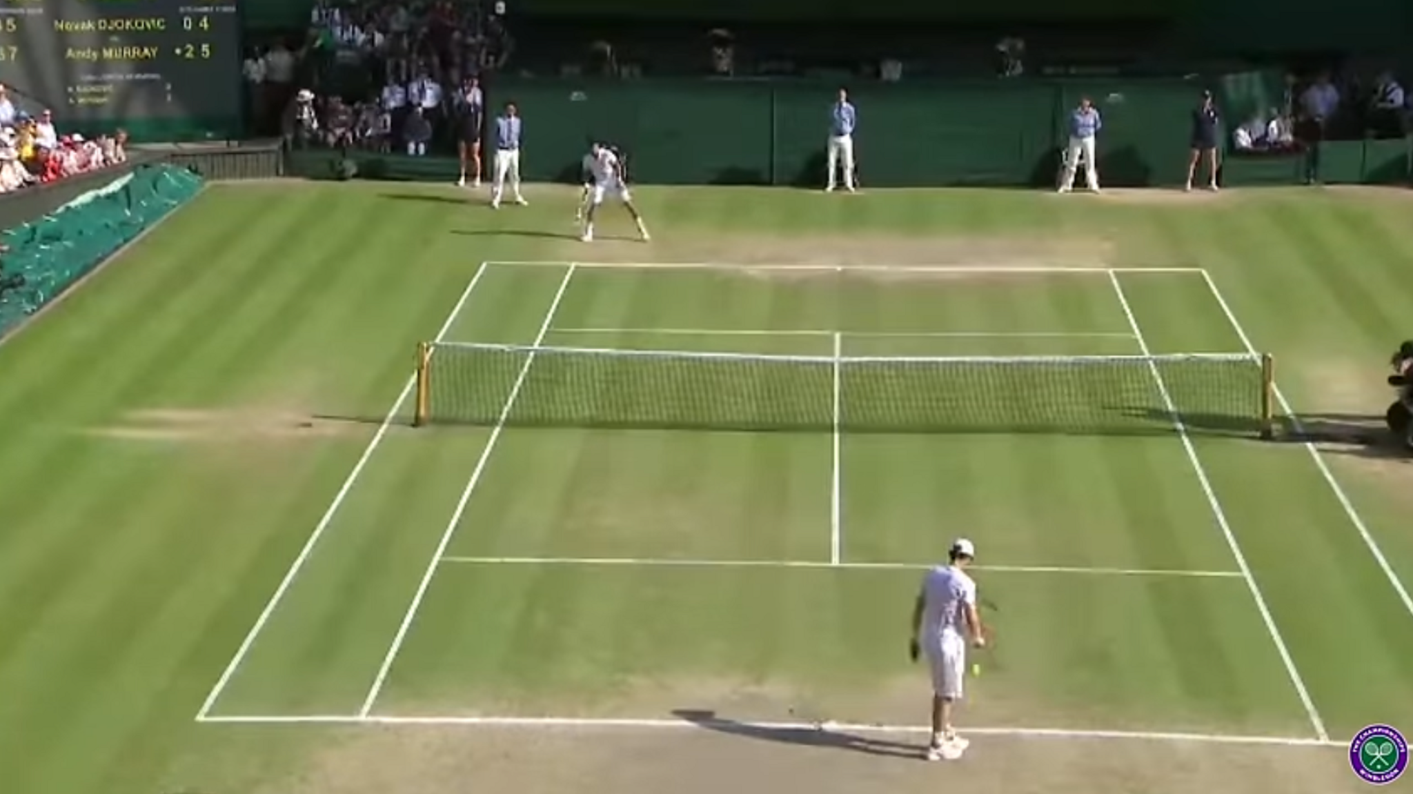 Wimbledon 2013 court shows visible wear around the baseline