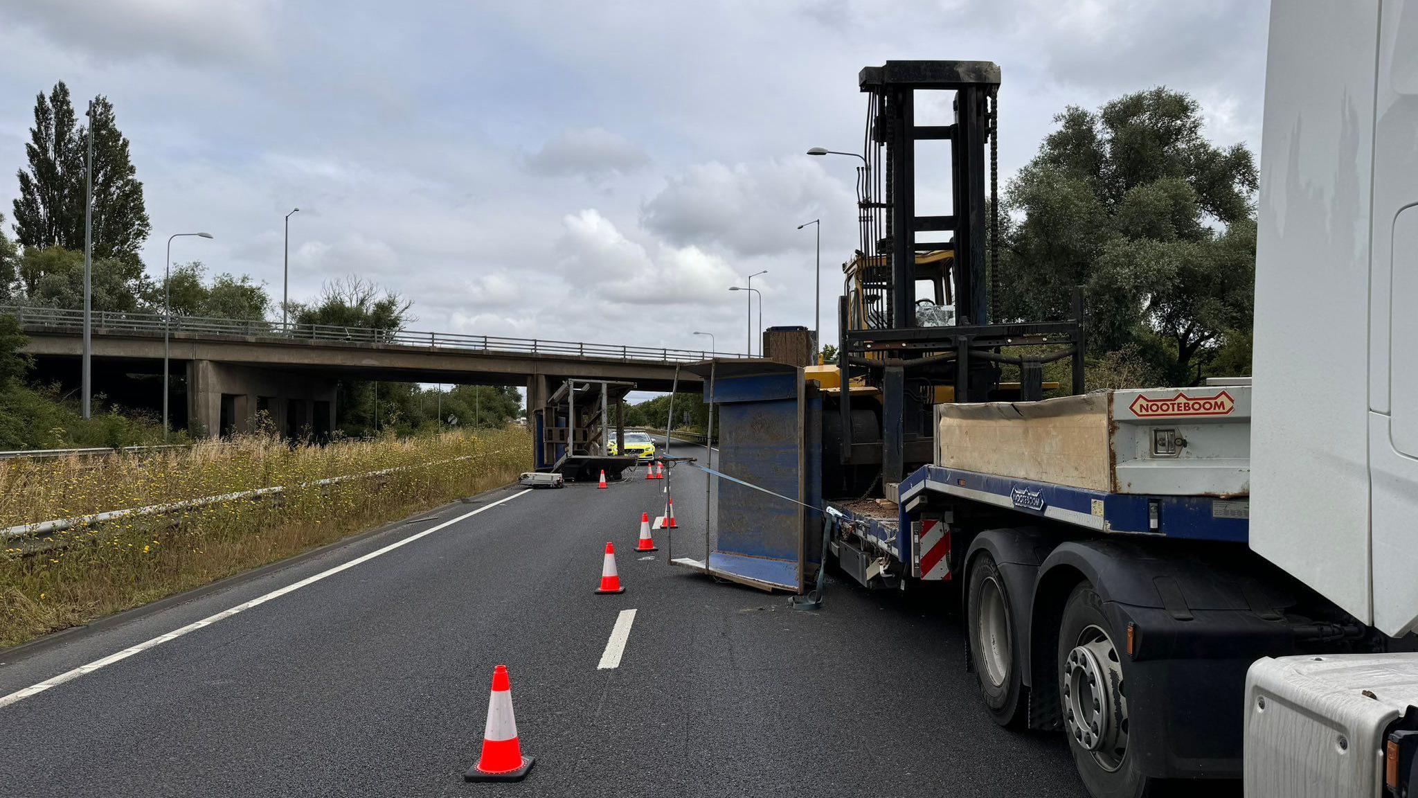 Crashed lorry on A1