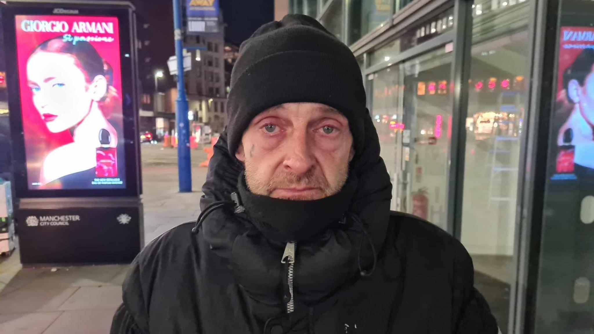 Homeless man in Manchester city centre 