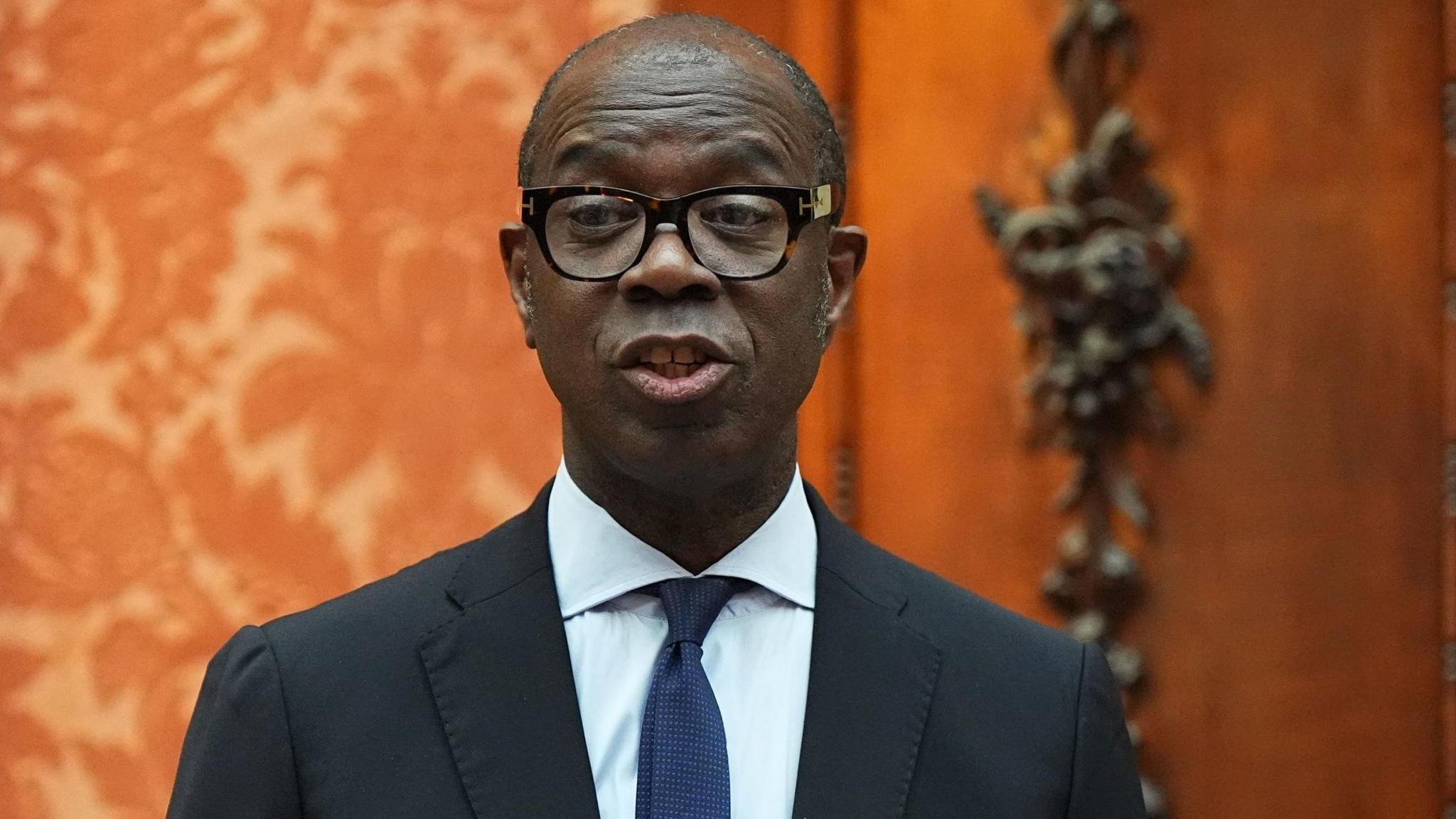 Clive Myrie speaking during a reception for winners of the Queen's Commonwealth Essay Competition, at Buckingham Palace in London last month.