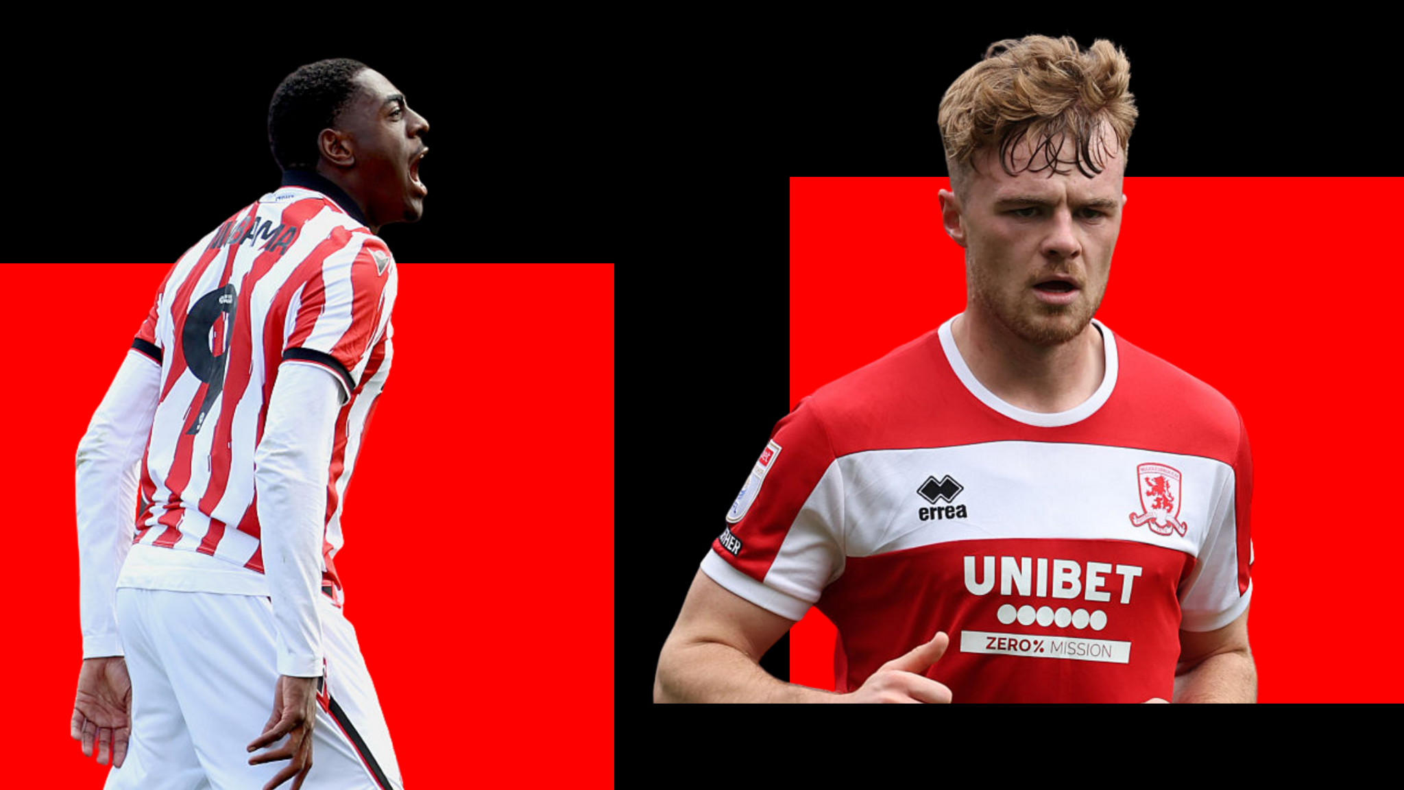 Divin Mubama of Stoke and Tommy Conway of Middlesbrough