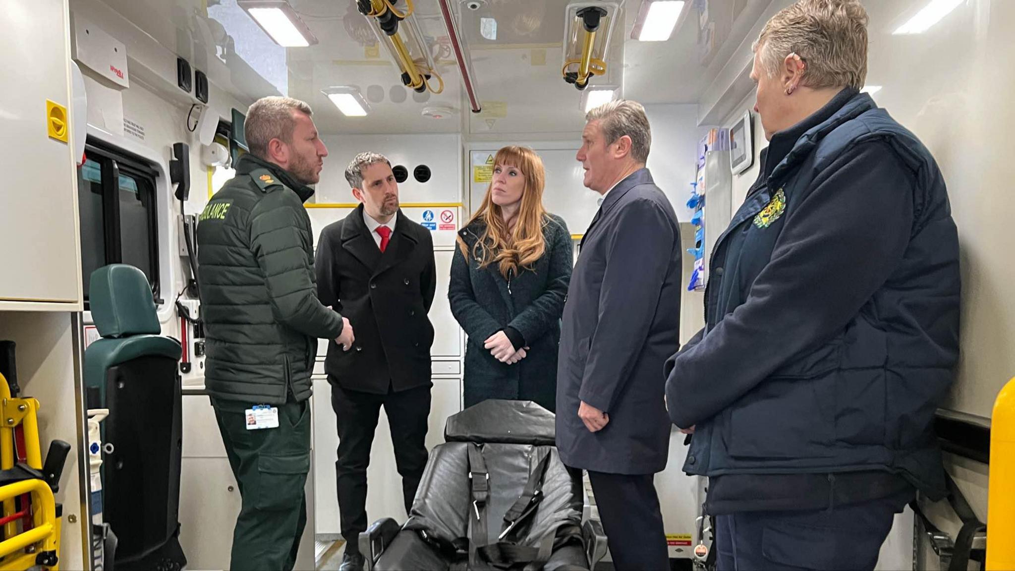 Chris Vince, Angela Rayner and Keir Starmer at Harlow's hospital