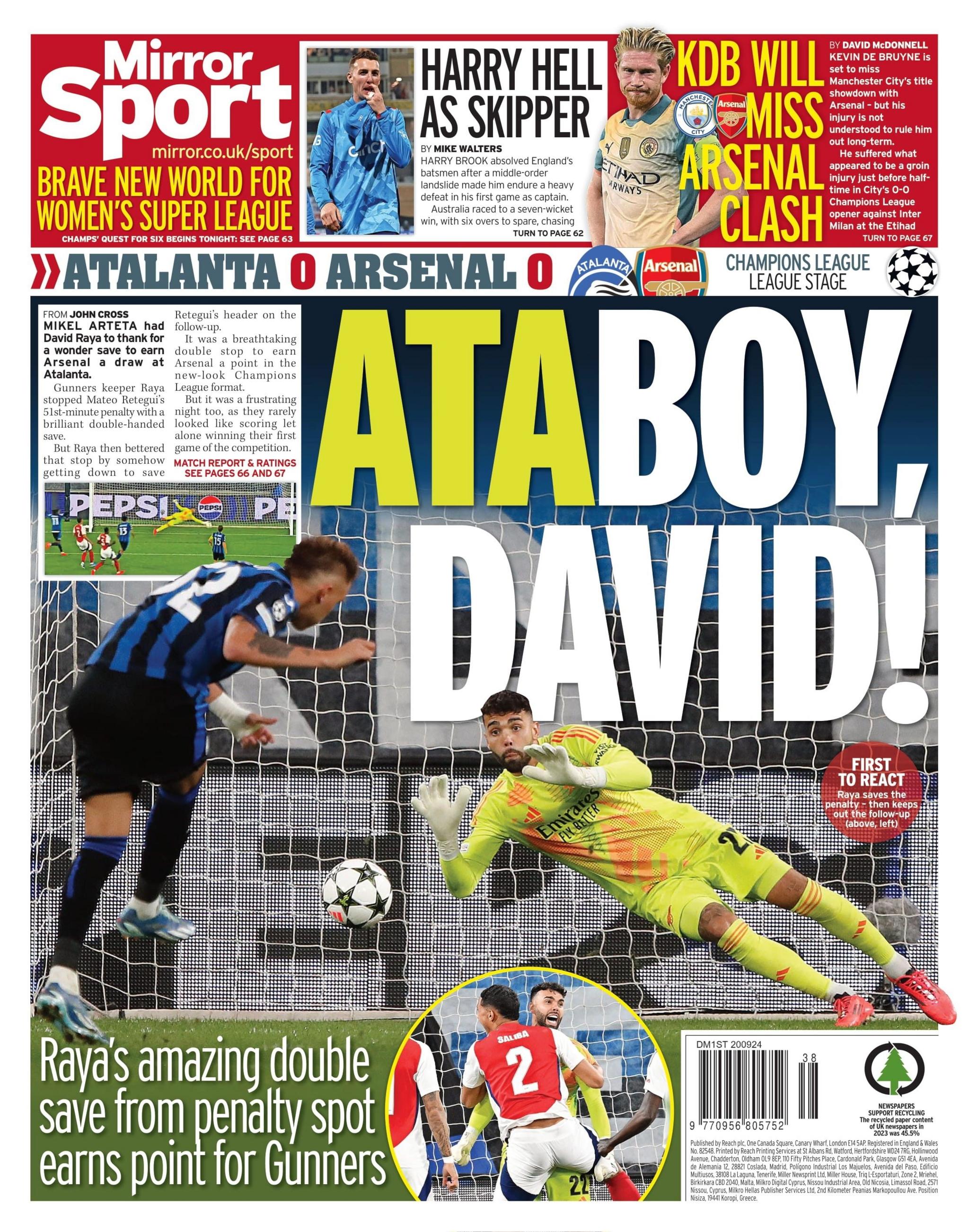 Daily Mirror back page 20/09/24