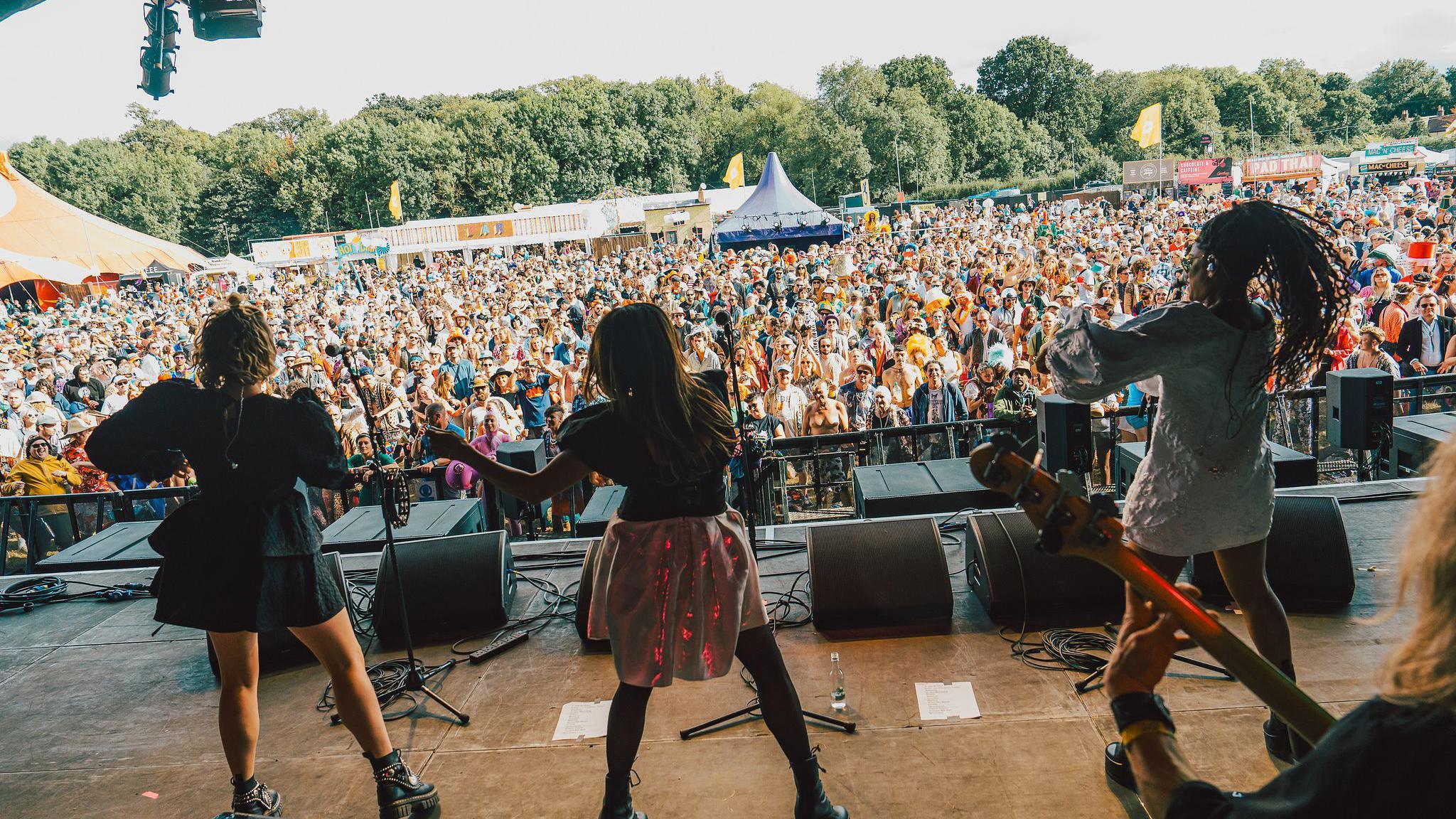 Looking out from the stage at the festival crowds