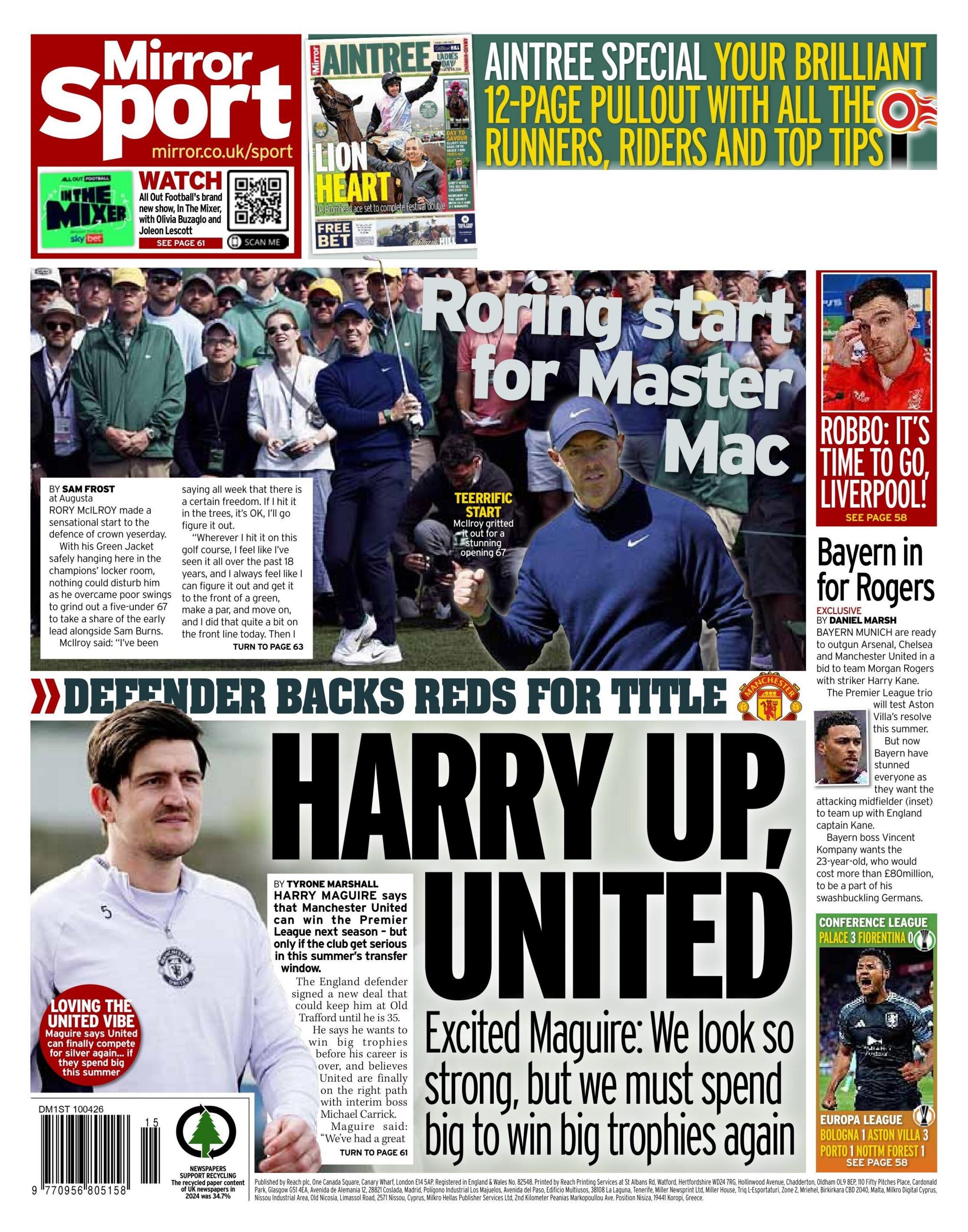 Daily Mirror back page - 10 April