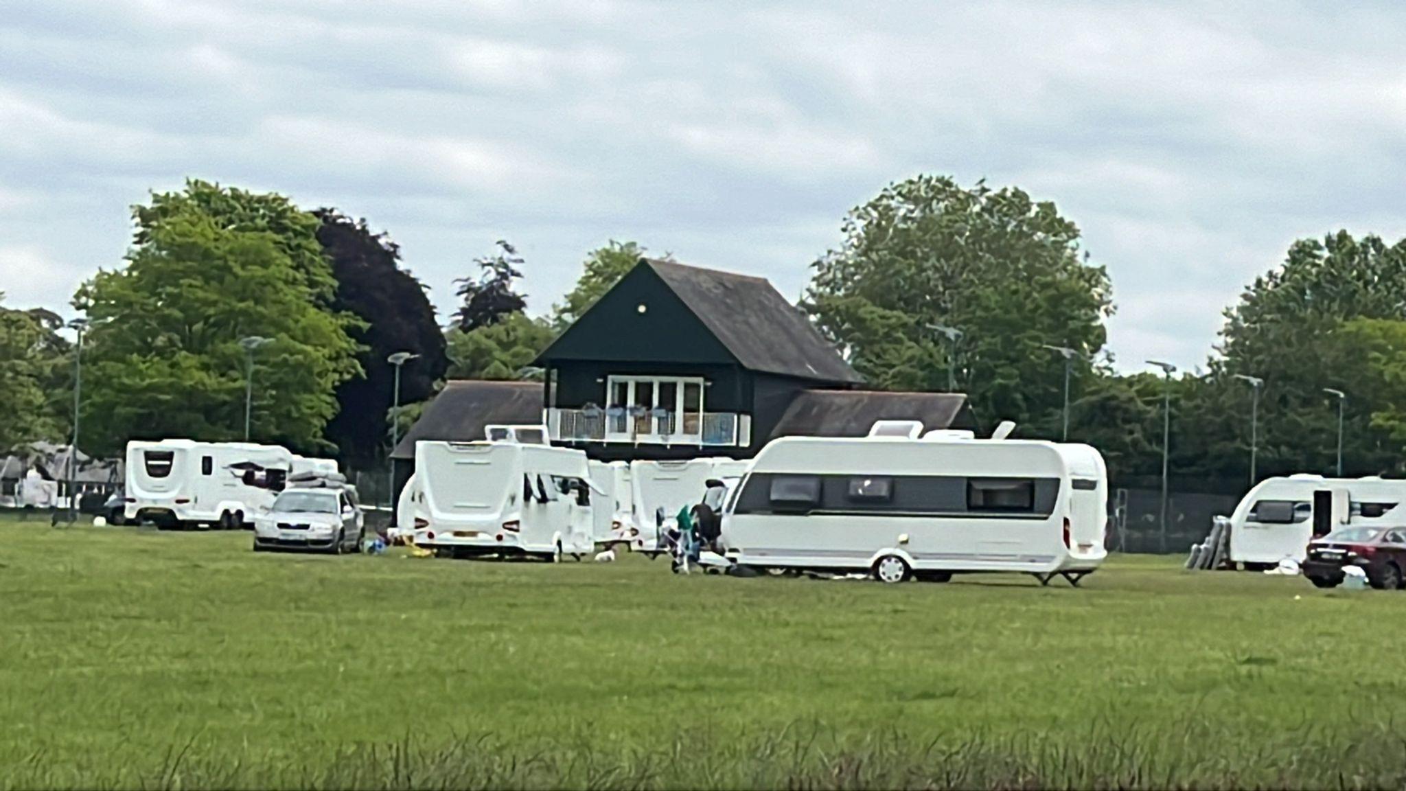 Travellers site set up at Victoria Park, in Leamington