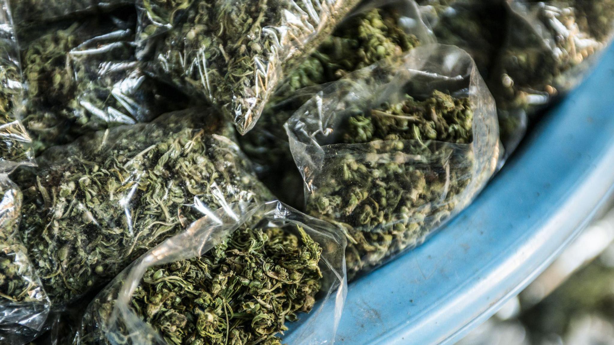 Close up of cannabis bags