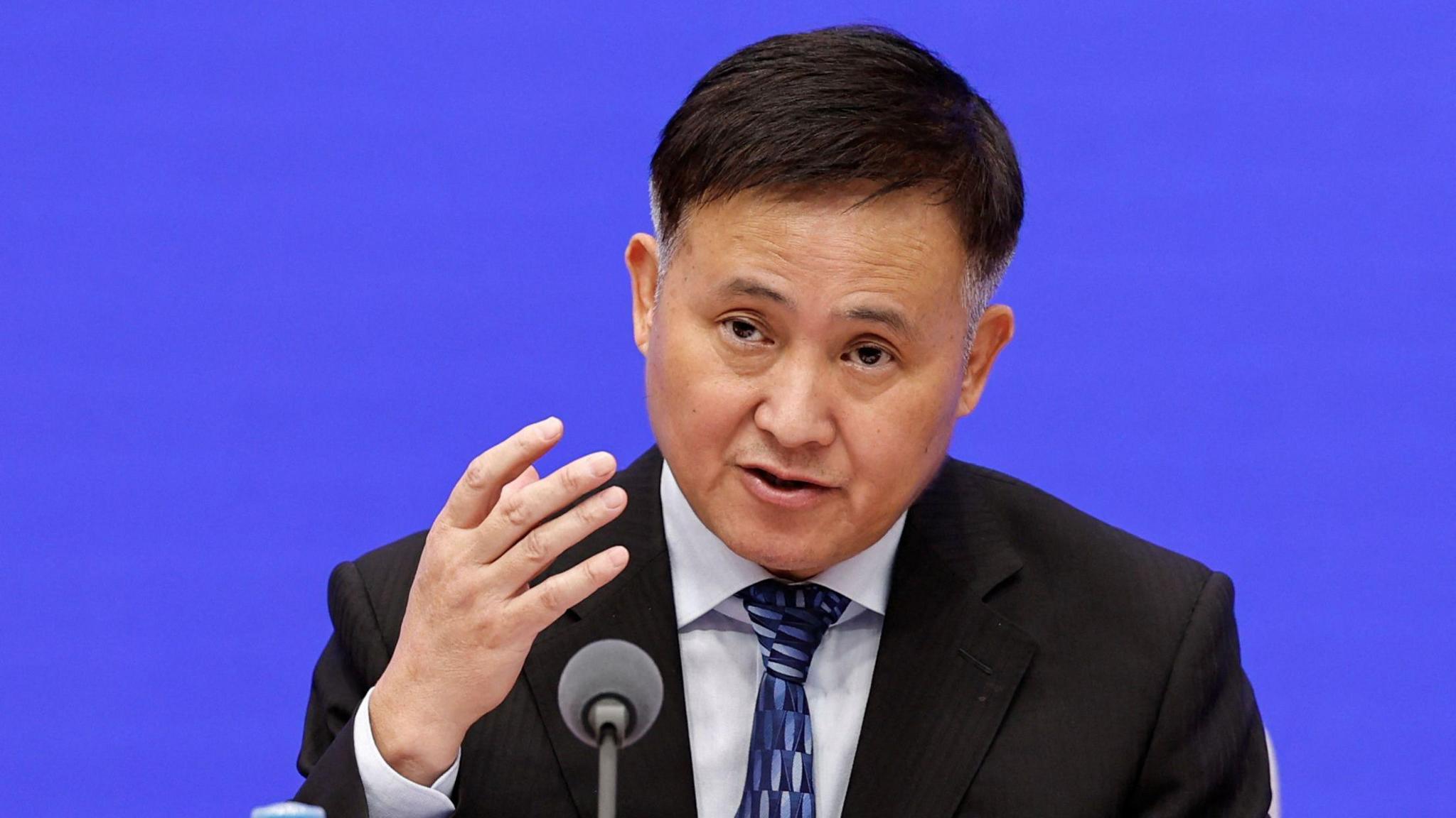 People's Bank of China Governor Pan Gongsheng at a press conference in Beijing