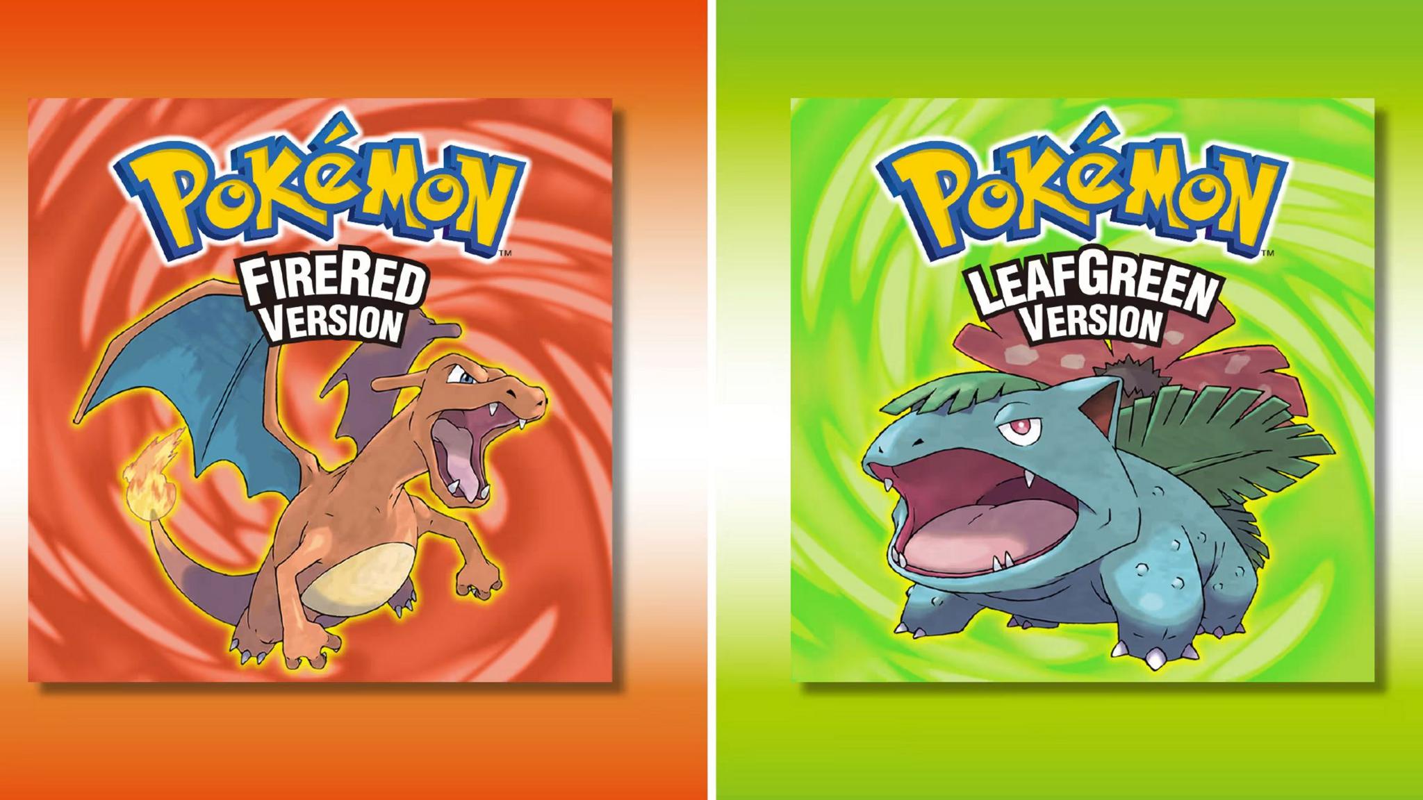 Composite image showing Pokemon fire red and leaf green games